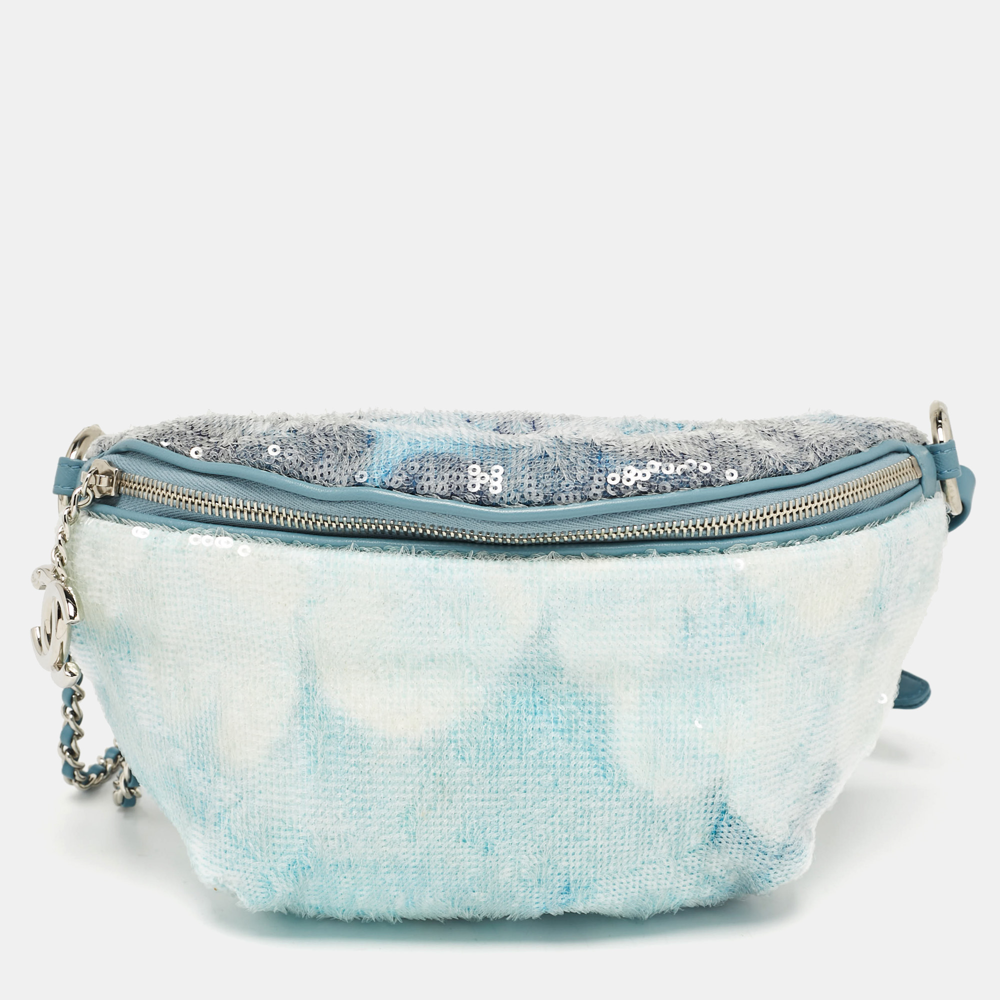 

Chanel Light Blue Sequins Waterfall Belt Bag