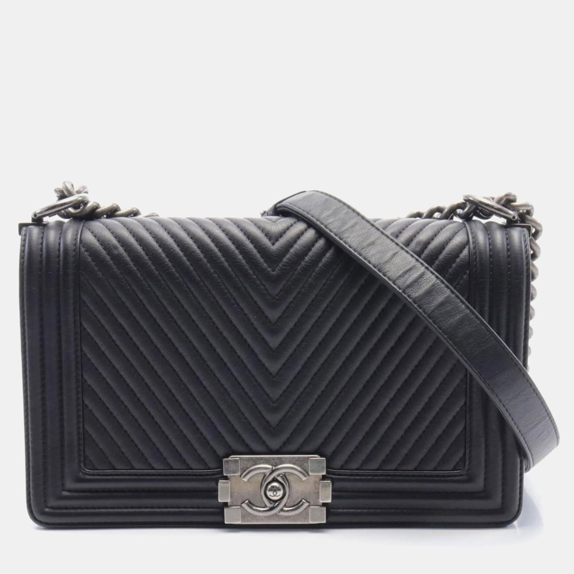

Chanel Black Leather Boy Chanel Matelasse Shoulder Bag