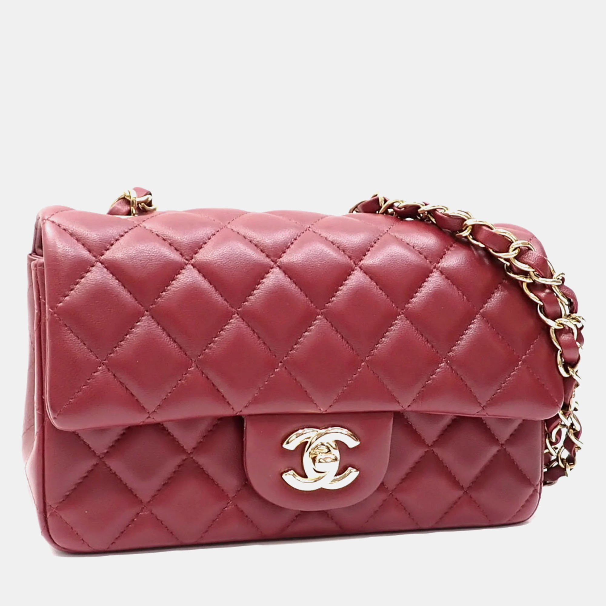 

Chanel Bordeaux Lambskin Coco Mark Matelasse Chain Shoulder Bag, Red