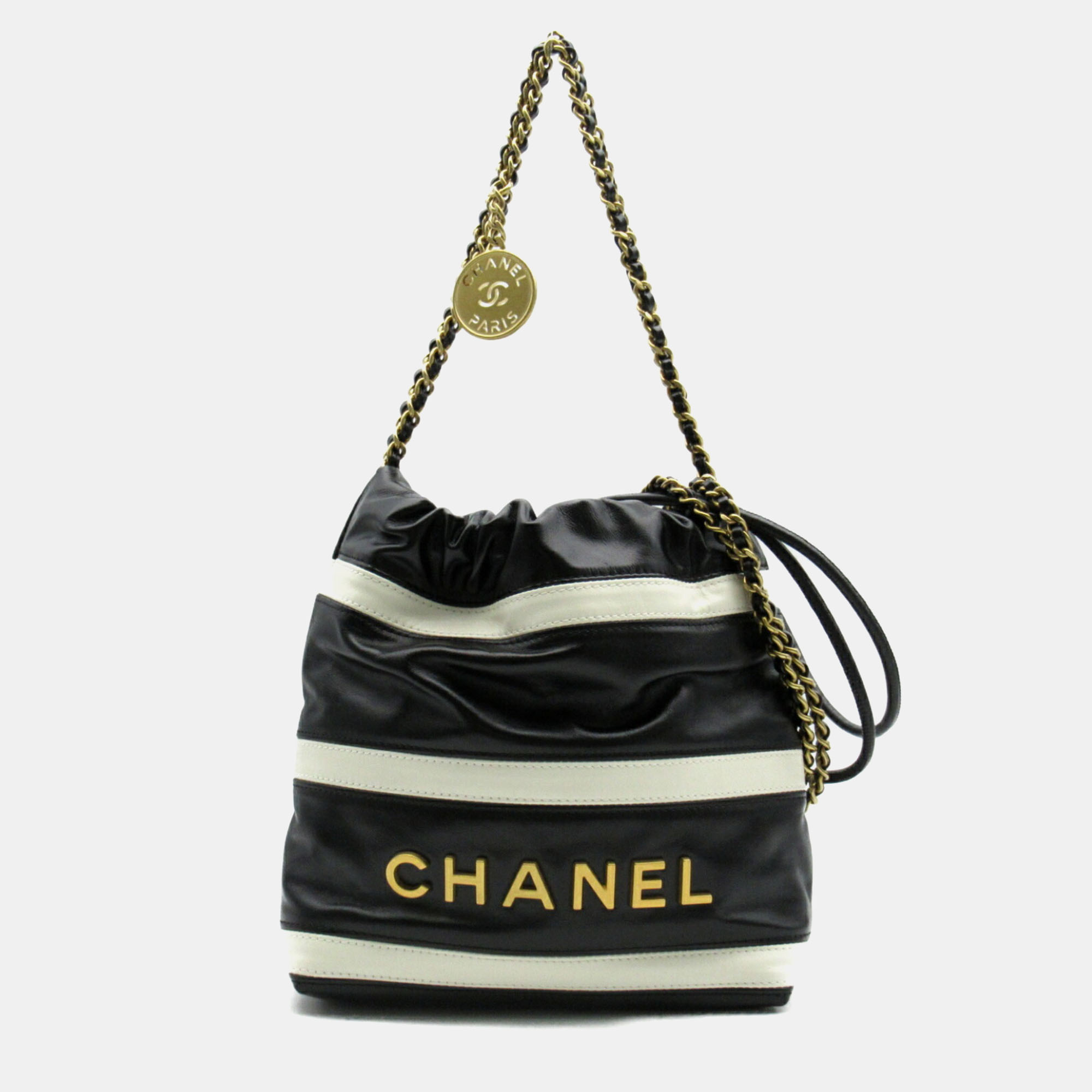 

Chanel Black White Calfskin (Cowhide) Chanel 22 Chain Shoulder Bag