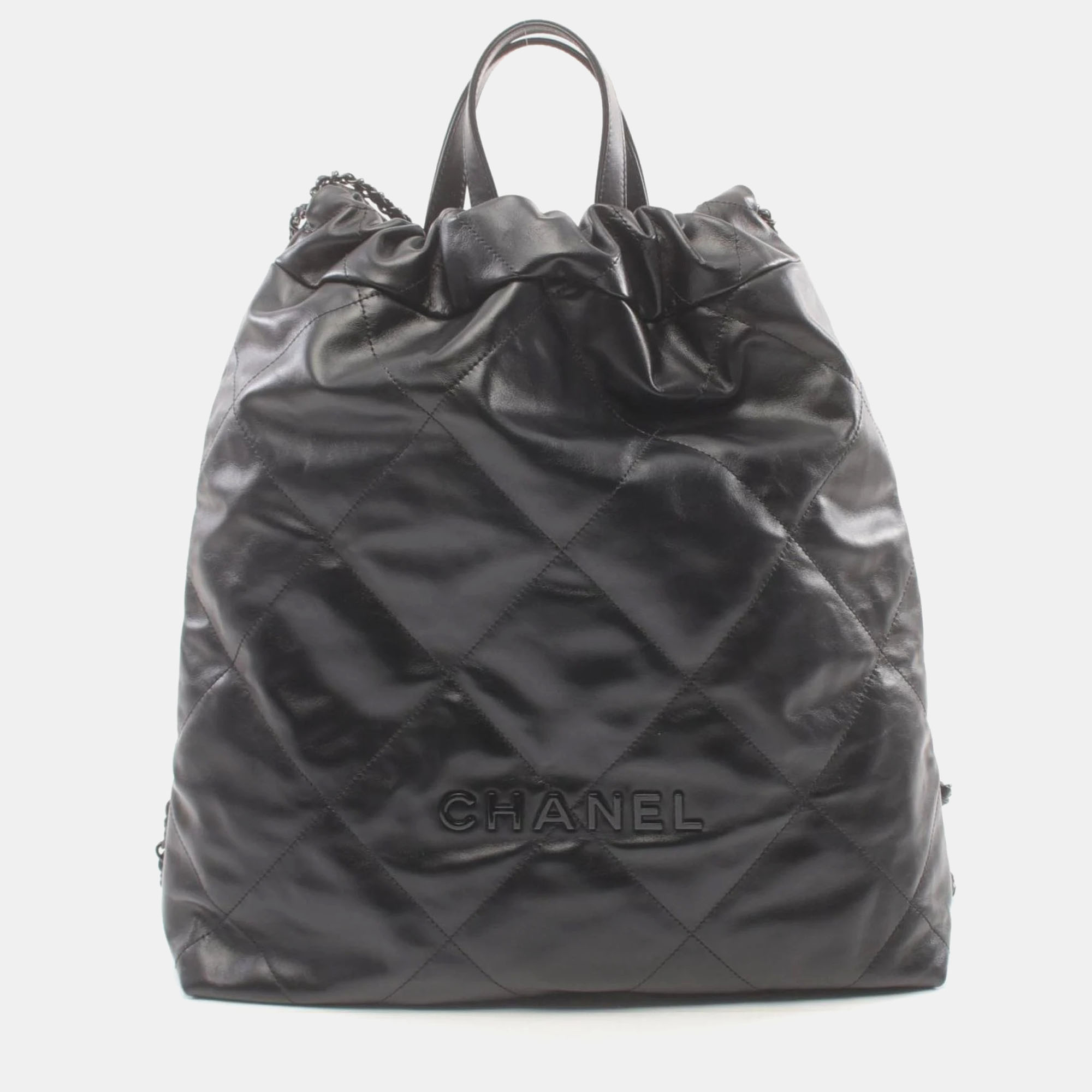 

Chanel Black Leather Chanel 22 Large Backpack