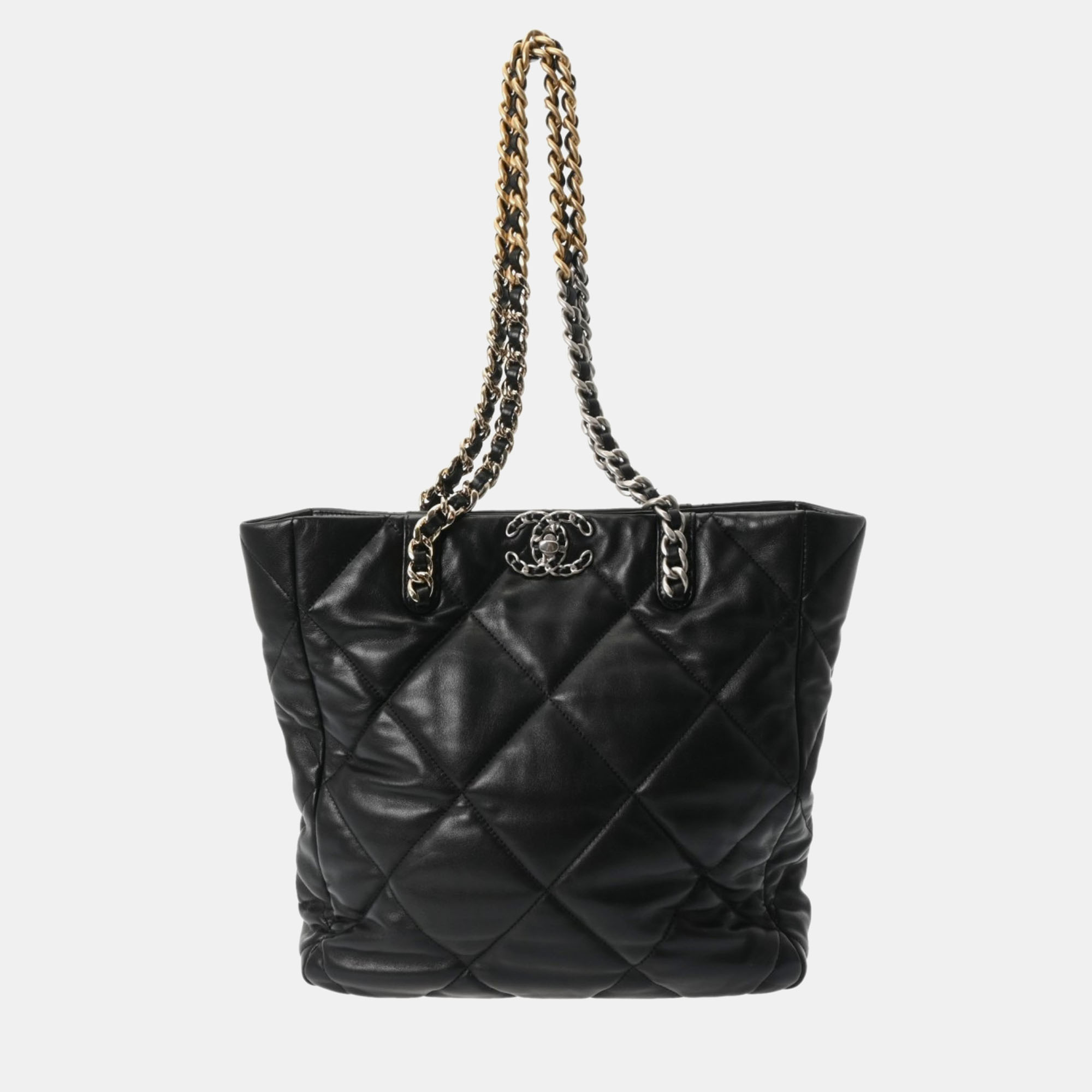 

Chanel Black Lambskin Matelasse 19 Chain Tote Bag