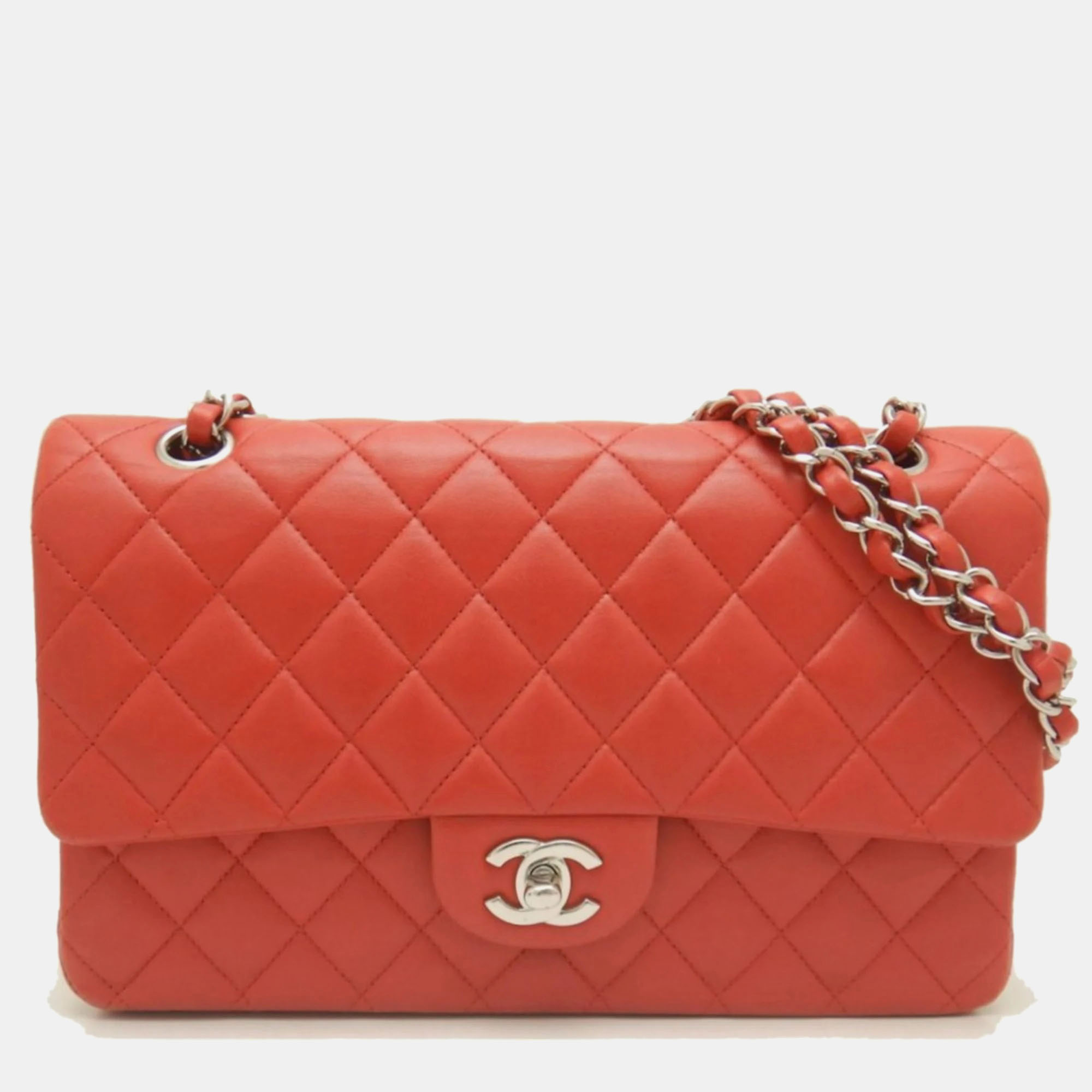 

Chanel Red Lambskin Matelasse 25 Chain W Flap Shoulder Bag