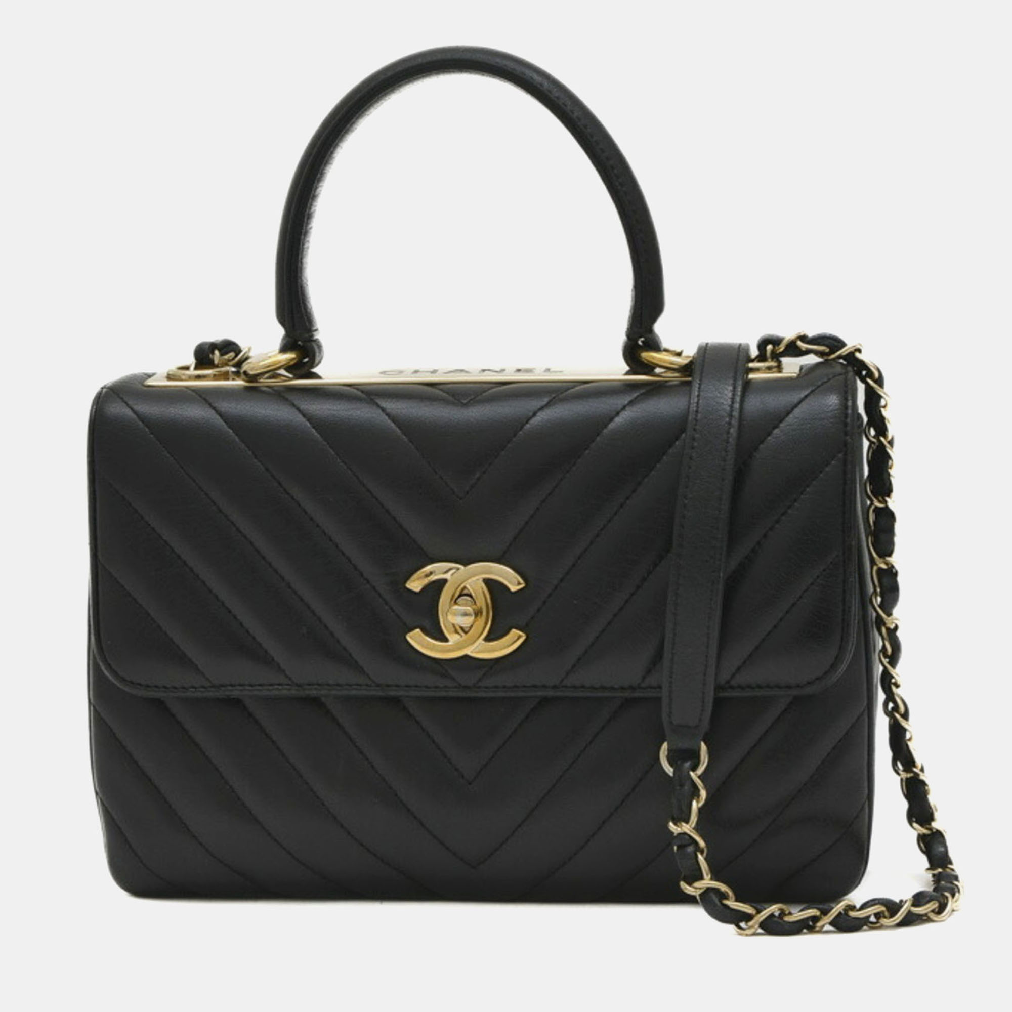 

Chanel Black Lambskin Chevron Shoulder Bag