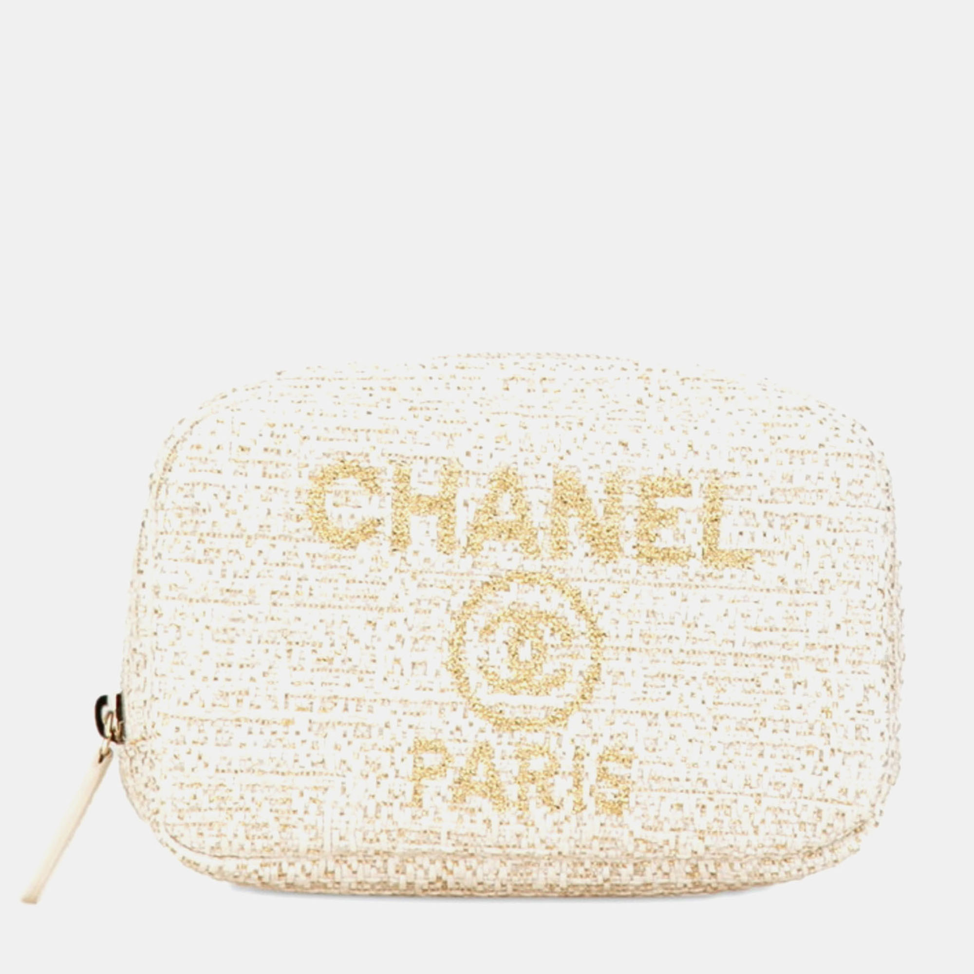 

Chanel White Gold Tweed Deauville Pouch