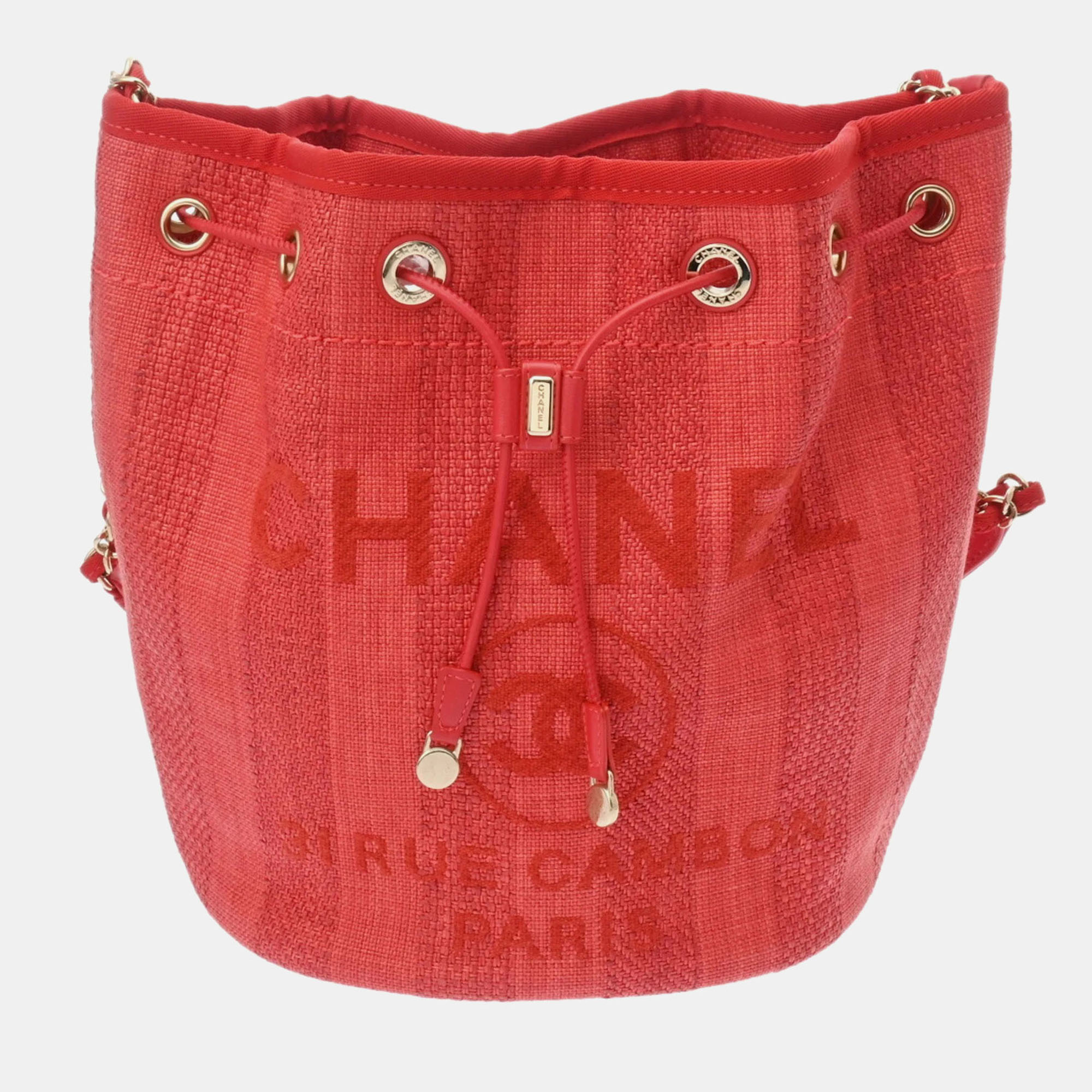 

Chanel Red Straw Deauville Shoulder Bag