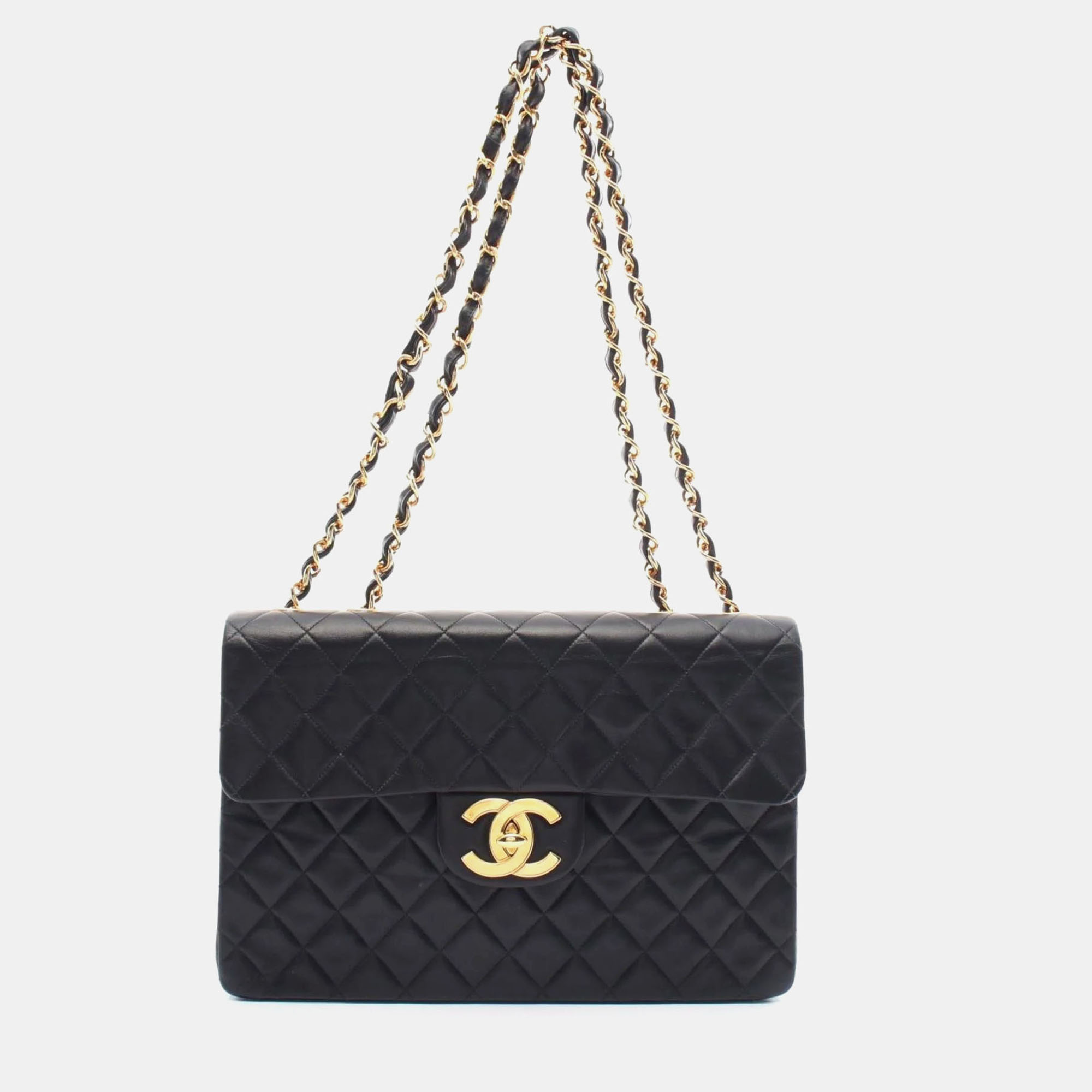 

Chanel Black Lambskin (Sheepskin) Deca Matelasse 34 Shoulder Bag