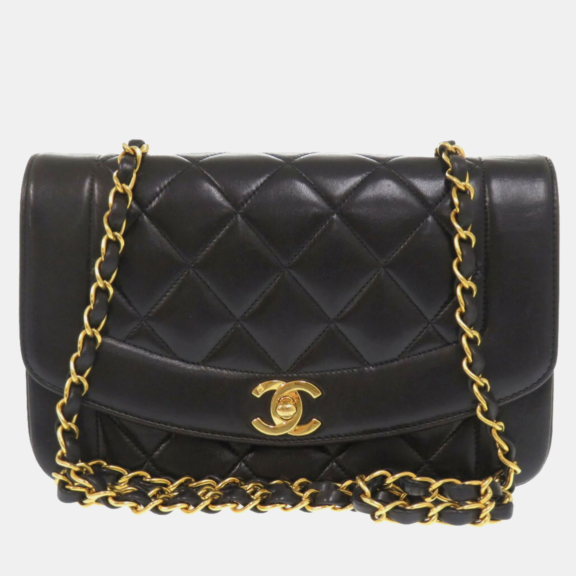 

Chanel Black Lambskin Diana 22 Small Matelasse Shoulder Bag