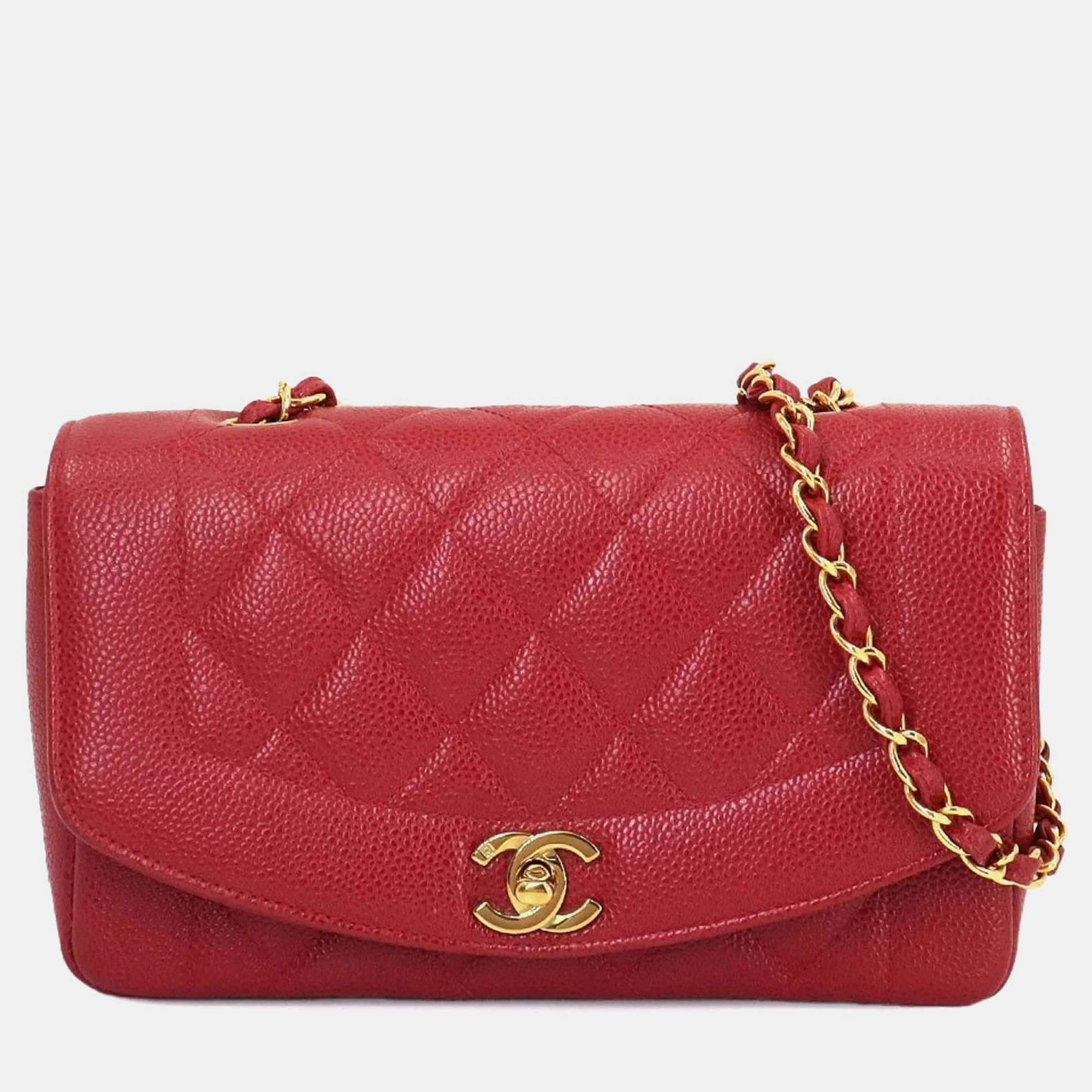 

Chanel Red Caviar Skin Diana Matelasse 22 Chain Shoulder Bag