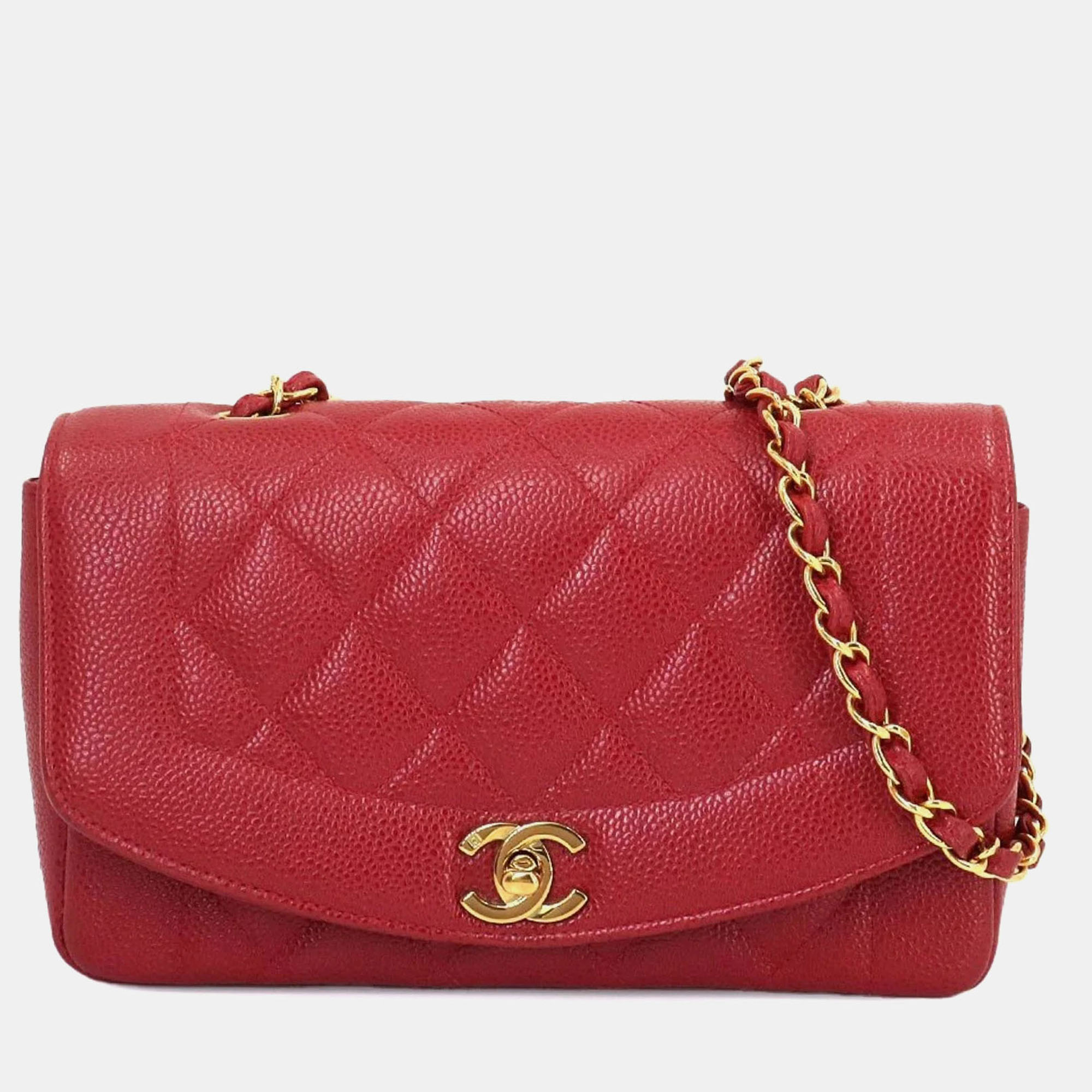 

Chanel Red Caviar Skin Diana Matelasse 22 Chain Shoulder Bag