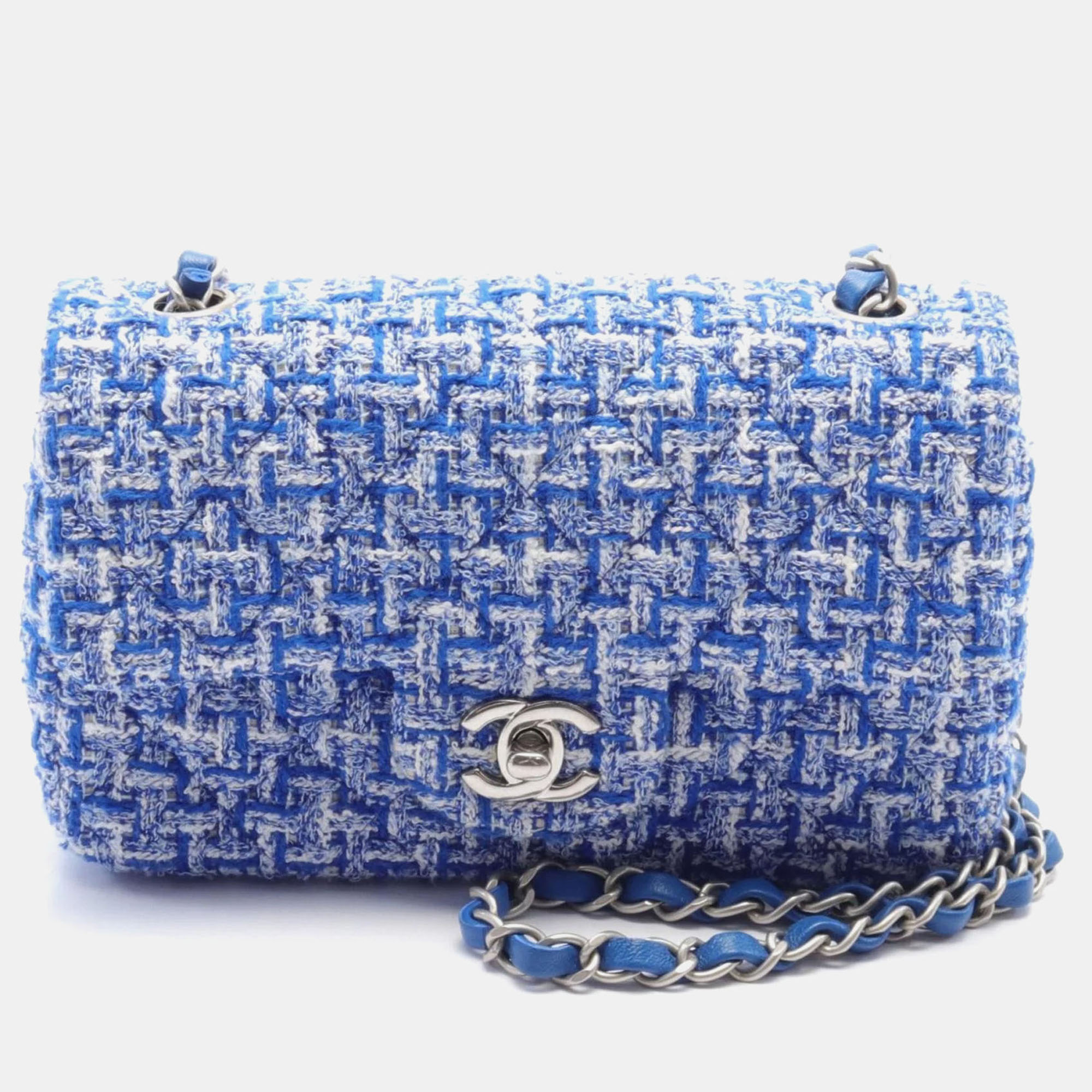 

Chanel Blue White Fabric Leather Matelasse 20 Shoulder Bag