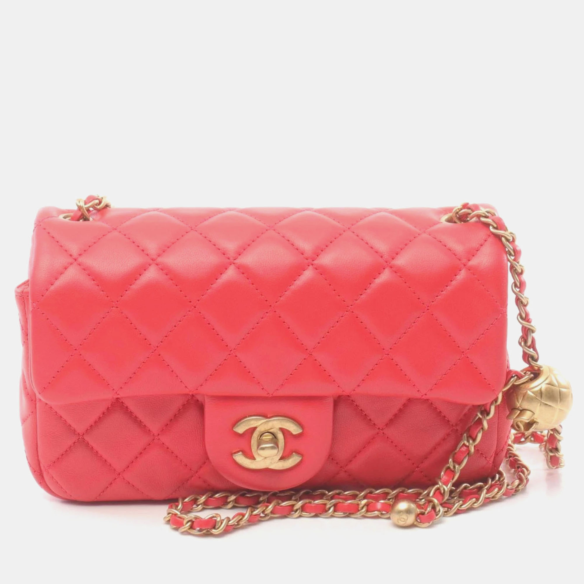 

Chanel Red Lambskin (Sheepskin) Matelasse Flap Bag