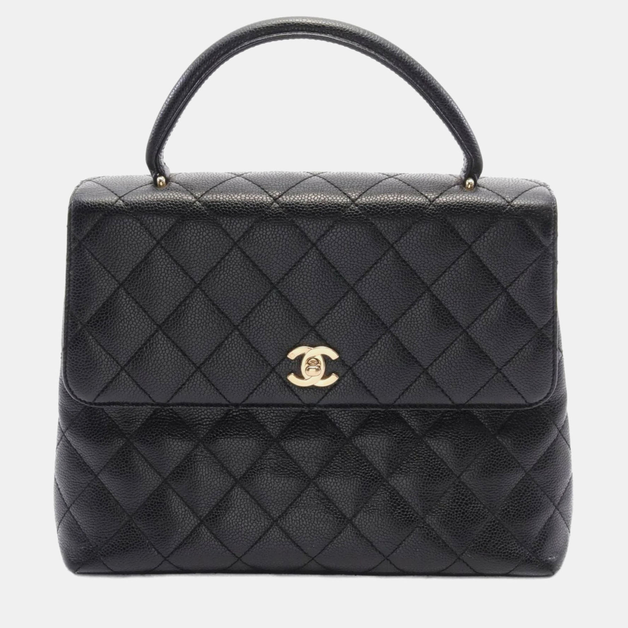 

Chanel Black Caviar Skin (Grained Calf) Matelasse Handbag Bag