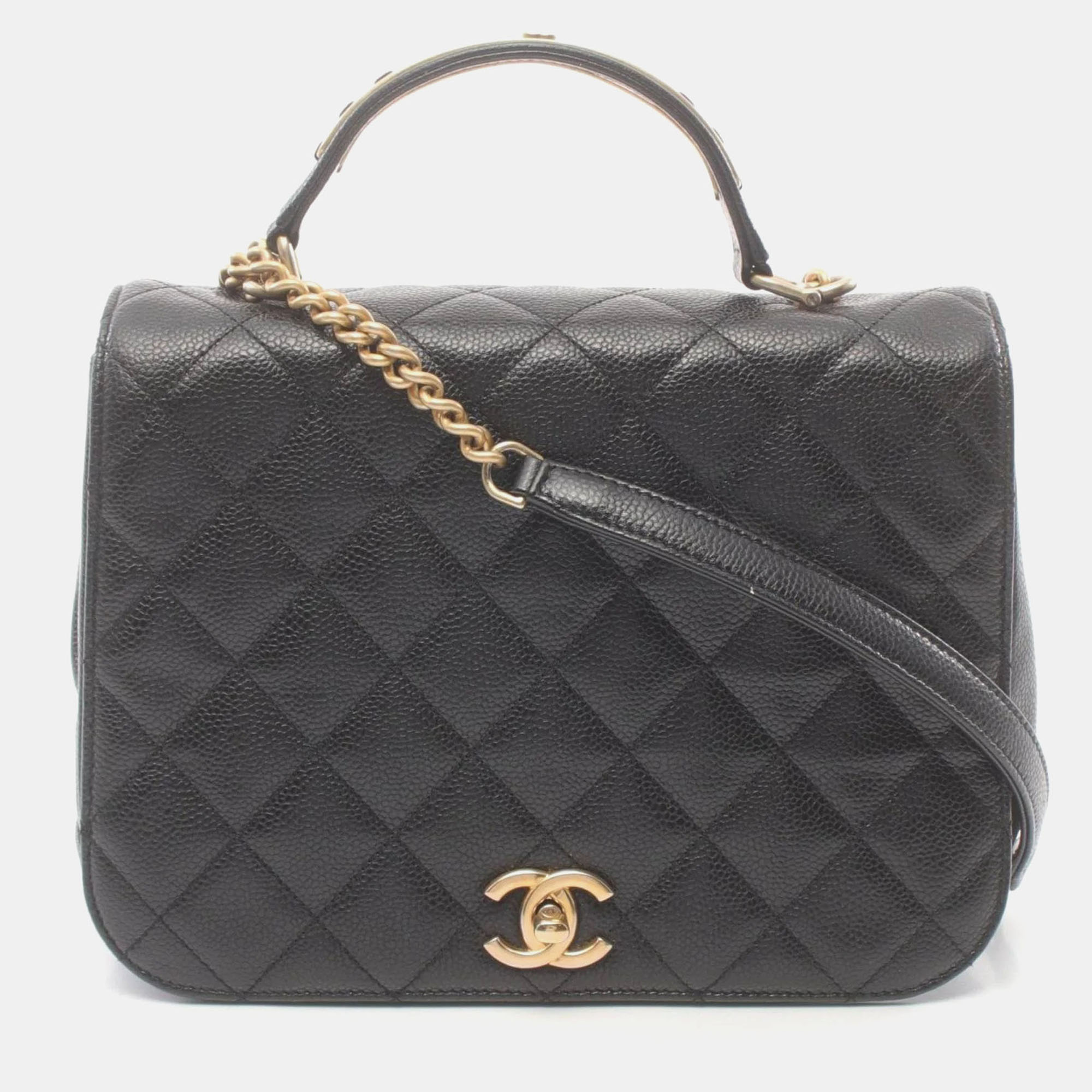

Chanel Black Caviar Skin (Grained Calf) Matelasse Shoulder Bag