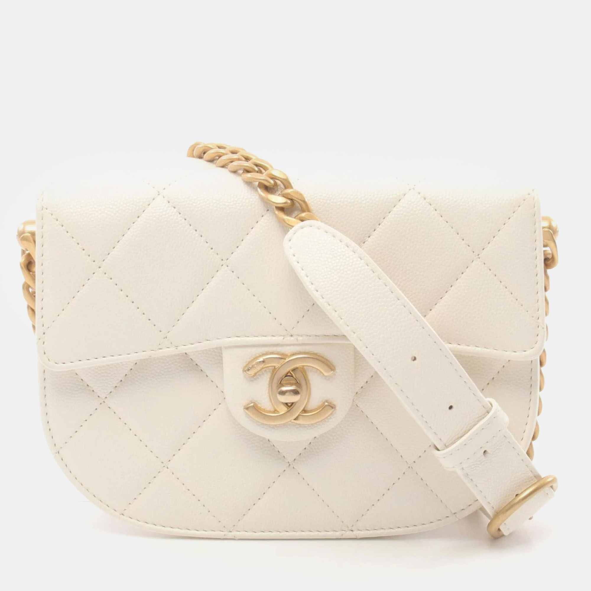 

Chanel White Caviar Skin (Grained Calf) Matelasse Shoulder Bag