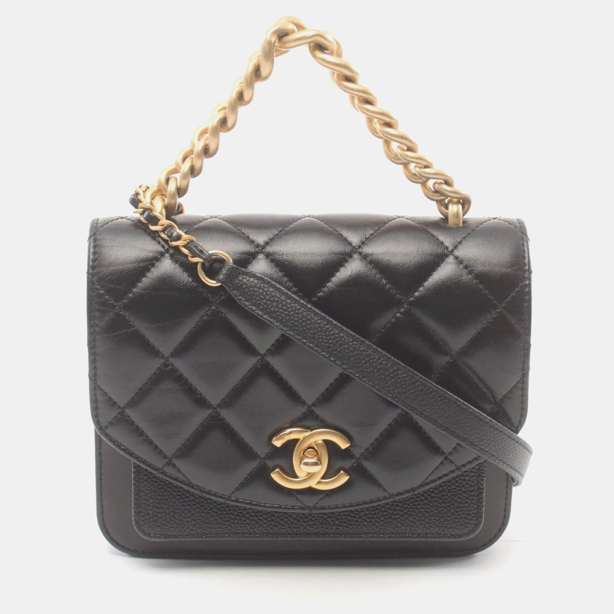 

Chanel Black Leather Caviar Skin (Grained Calf) Matelasse Shoulder Bag