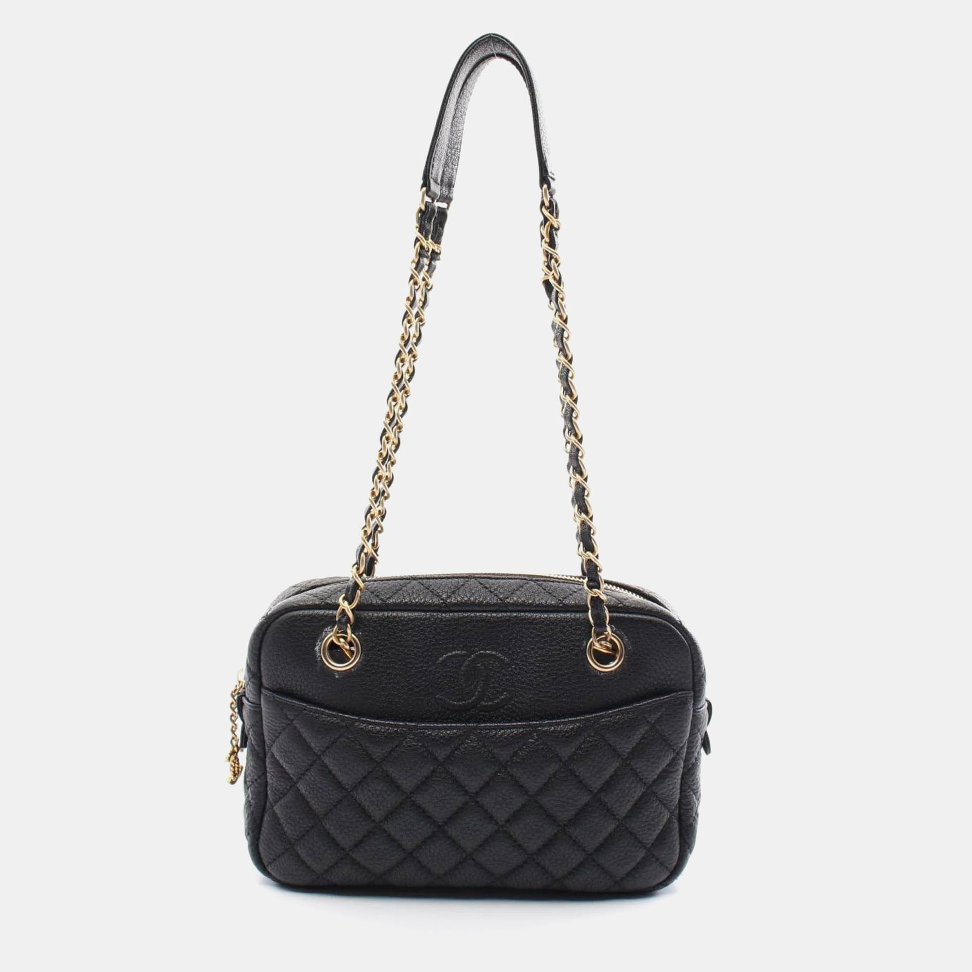 

Chanel Black Leather Matelasse Shoulder Bag