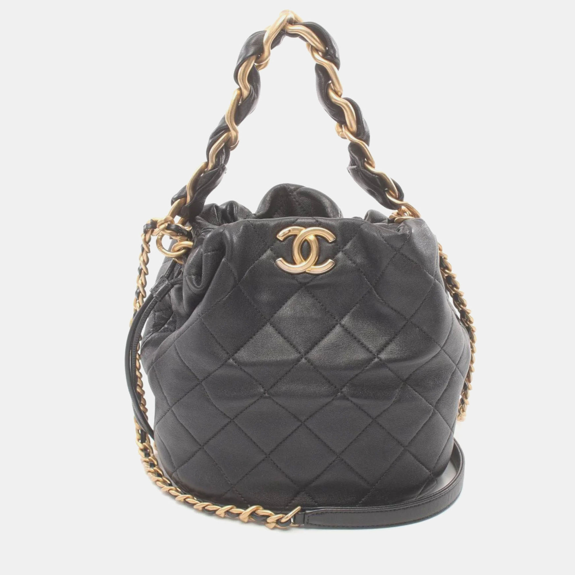 

Chanel Black Leather Matelasse Shoulder Bag