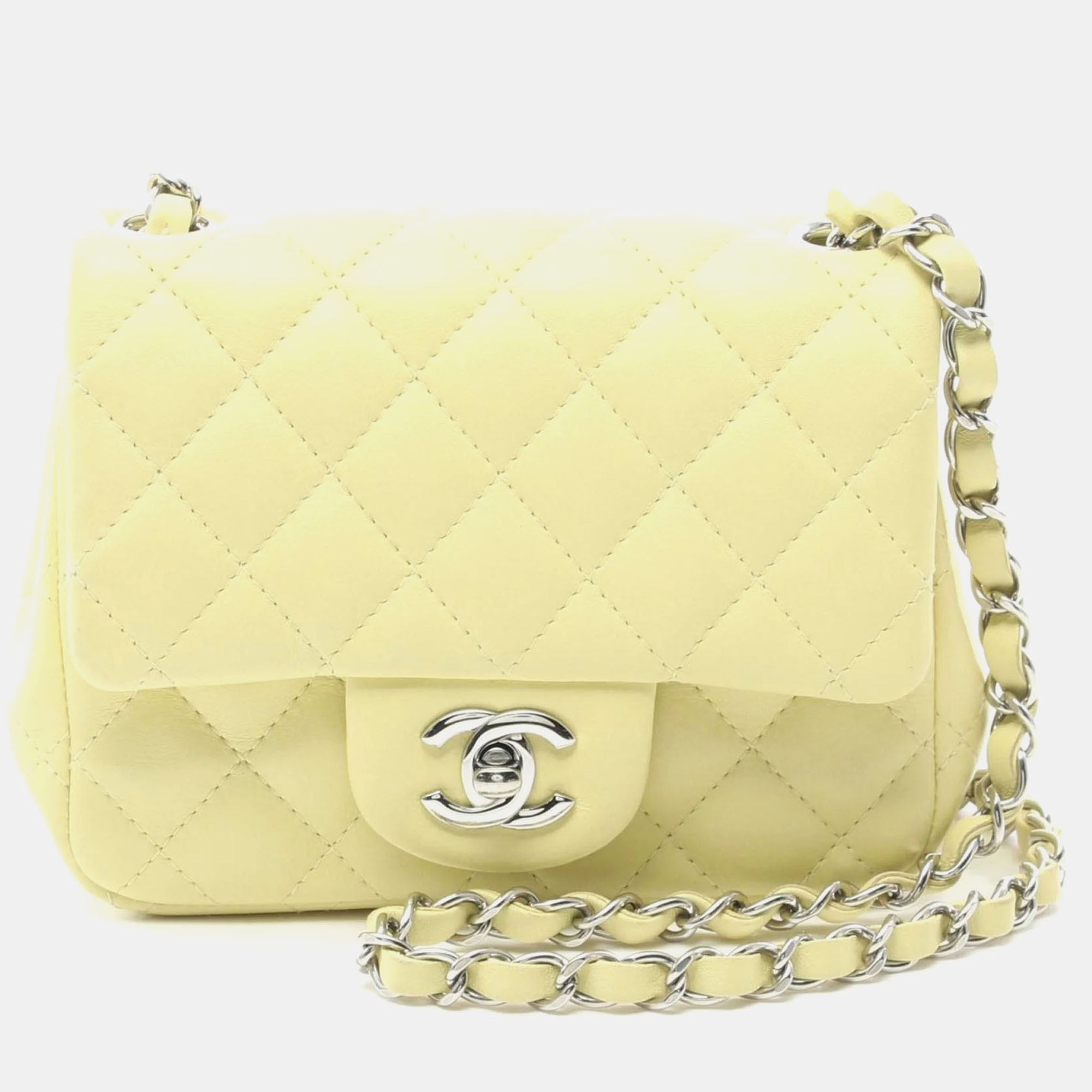 

Chanel Yellow Lambskin Matelasse Shoulder Bag