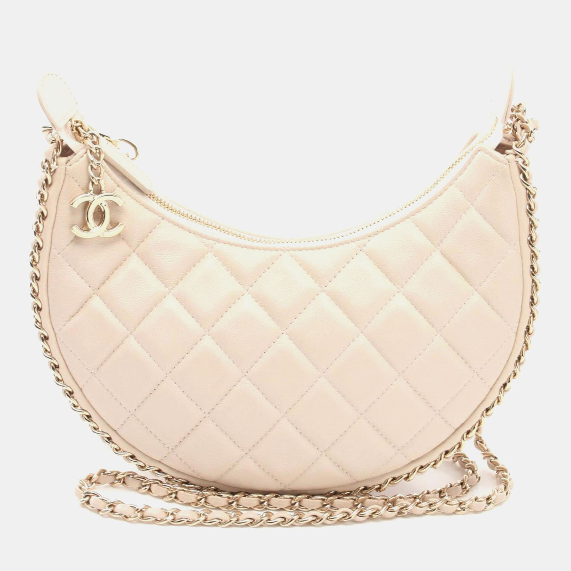 

Chanel Beige Lambskin Matelasse Small Hobo Shoulder Bag