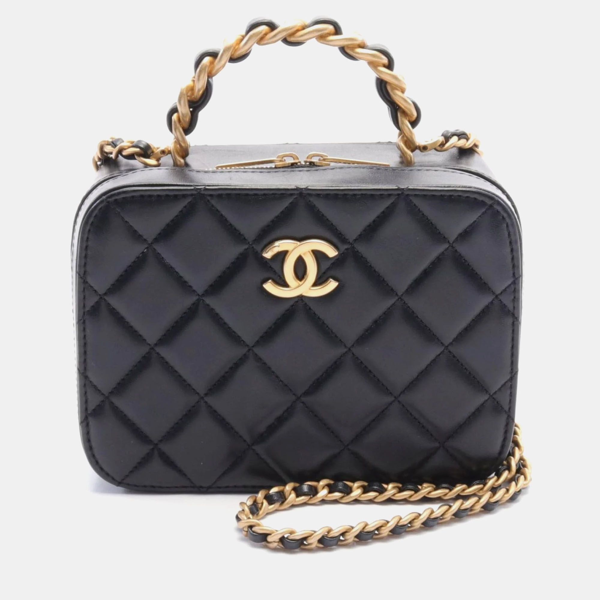 

Chanel Black Lambskin Matelasse Vanity Shoulder Bag