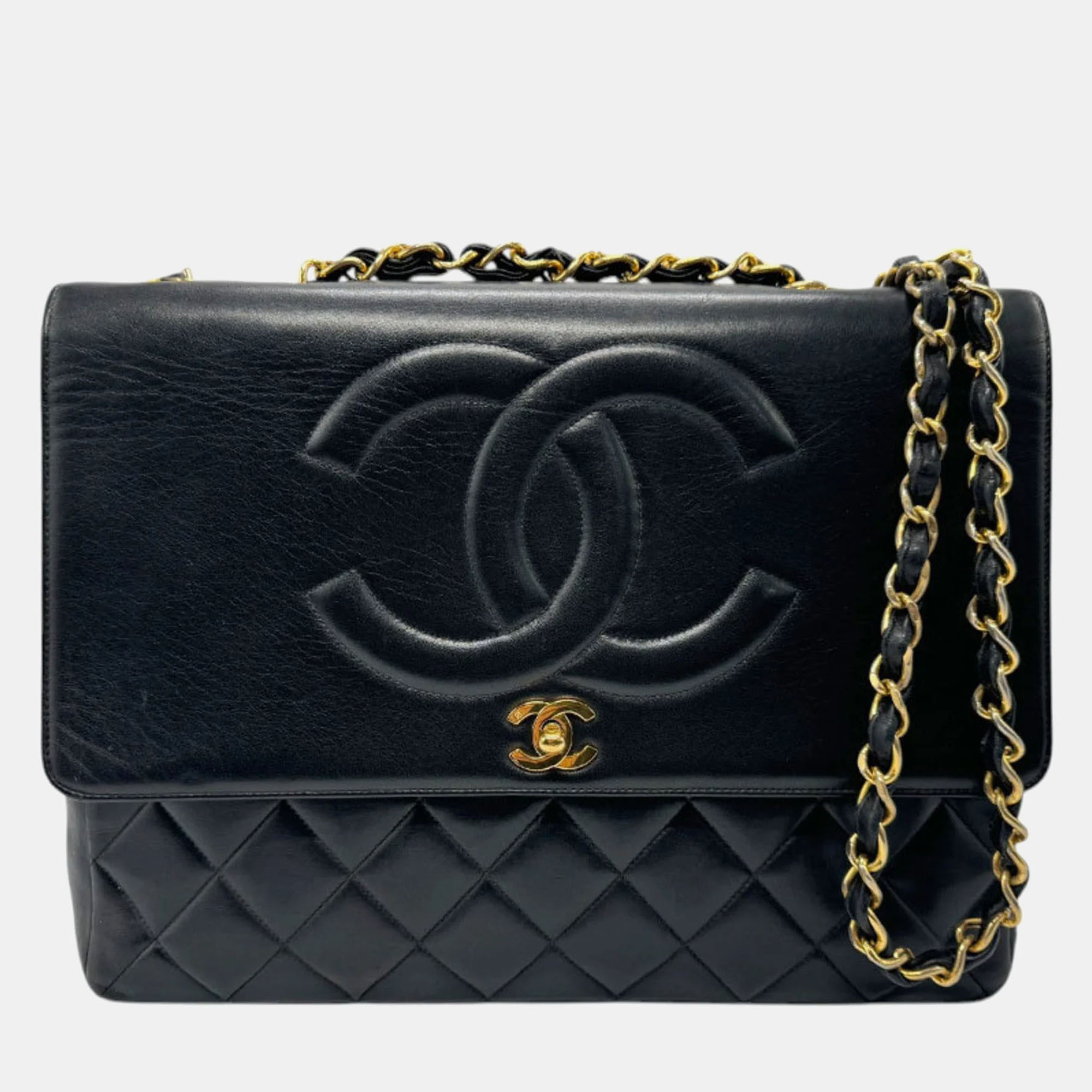 

Chanel Black Gold Leather Shoulder Bag