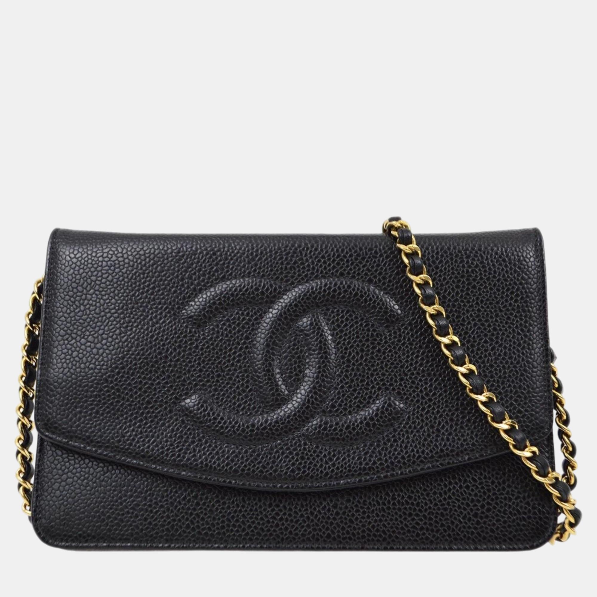 

Chanel Black Calfskin WOC Chain Shoulder Wallet Bag