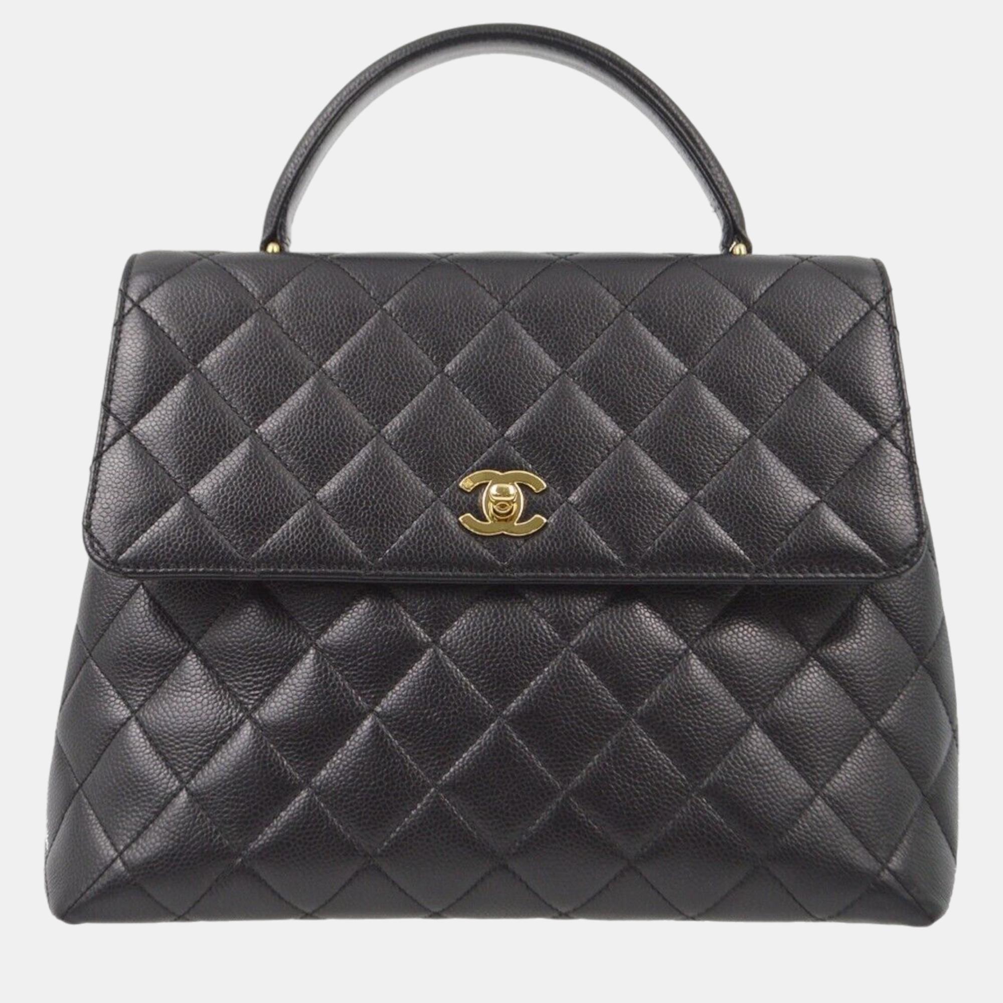 

Chanel Black Calfskin Top Handle Handbag