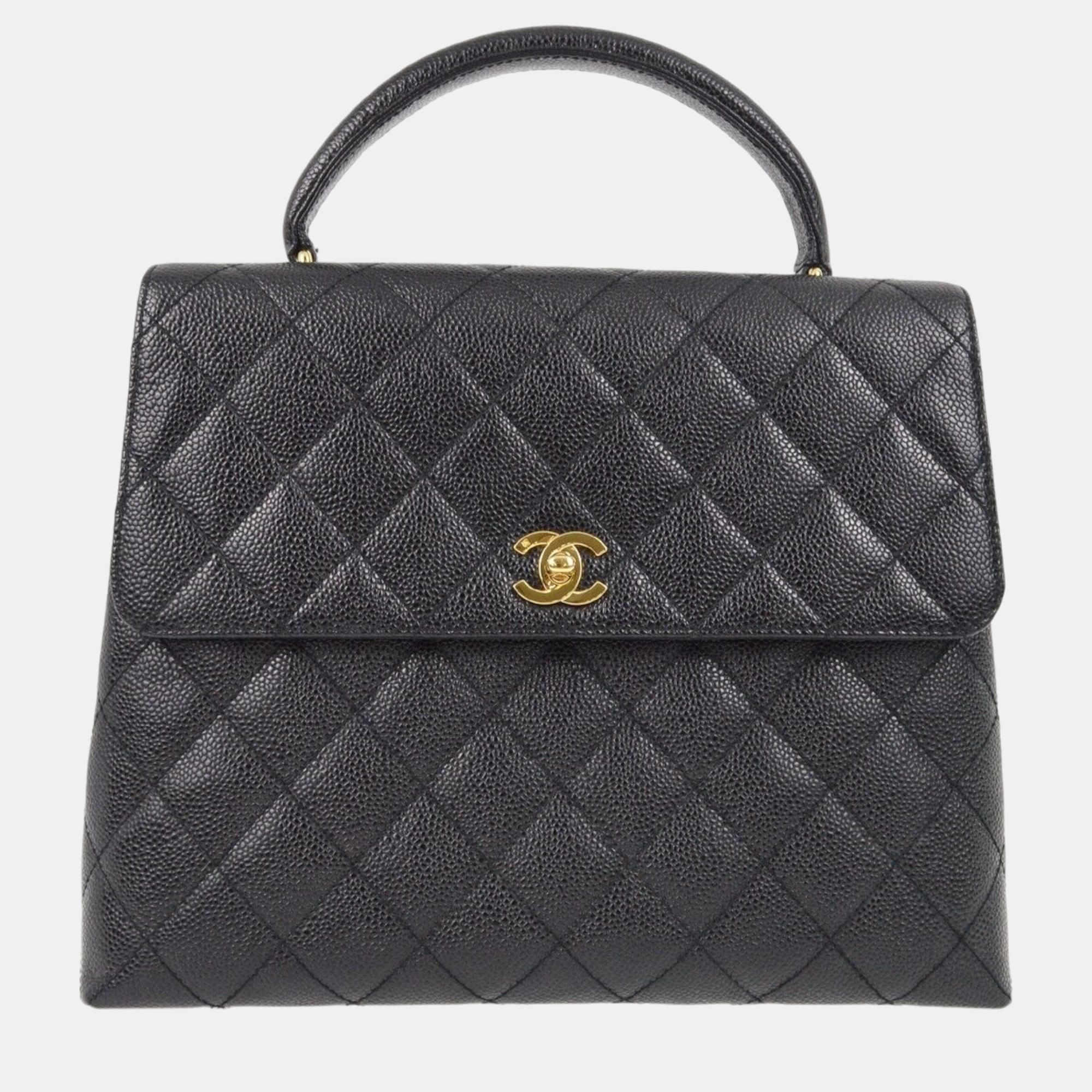 

Chanel Black Calfskin Top Handle Handbag