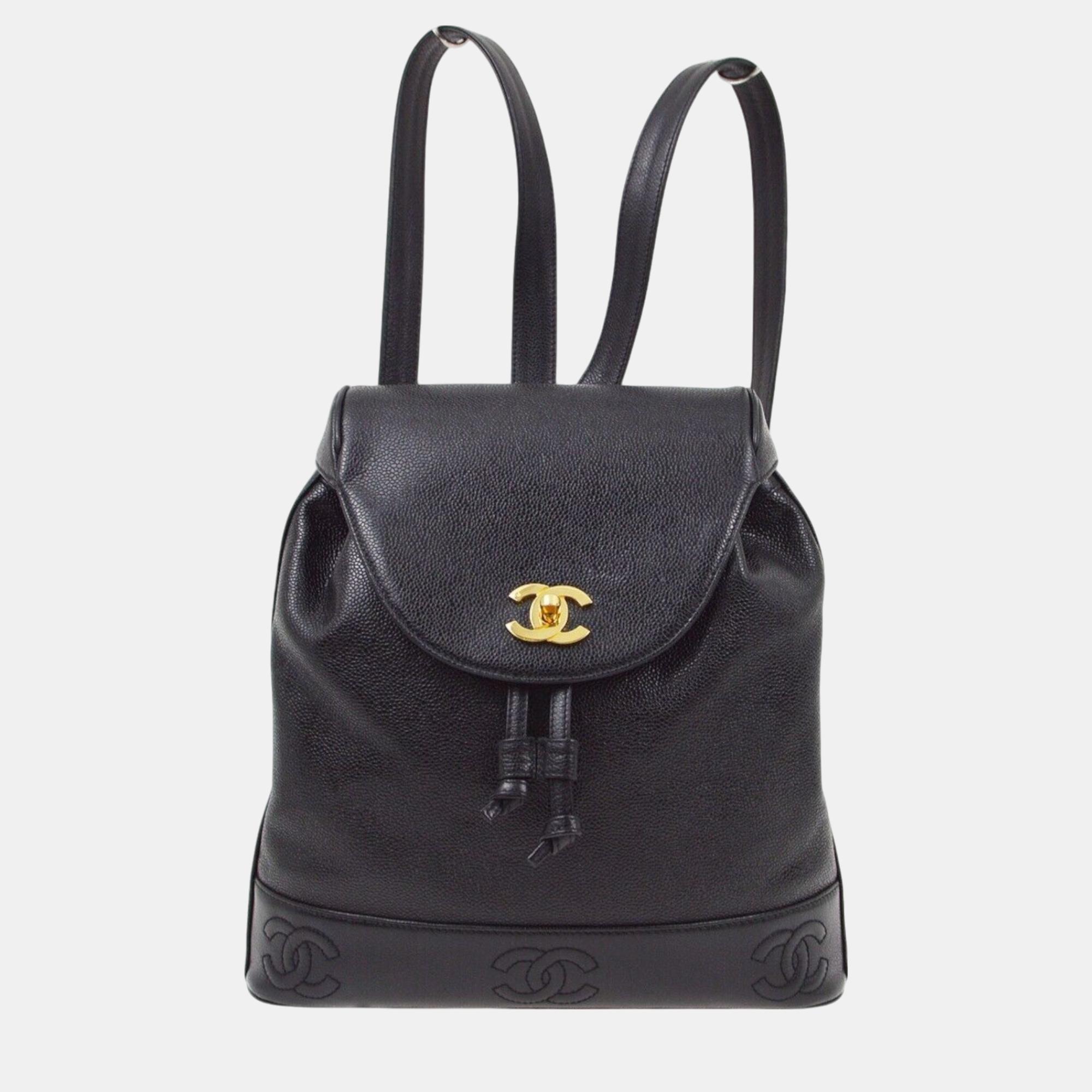 

Chanel Black Calfskin Triple CC Backpack