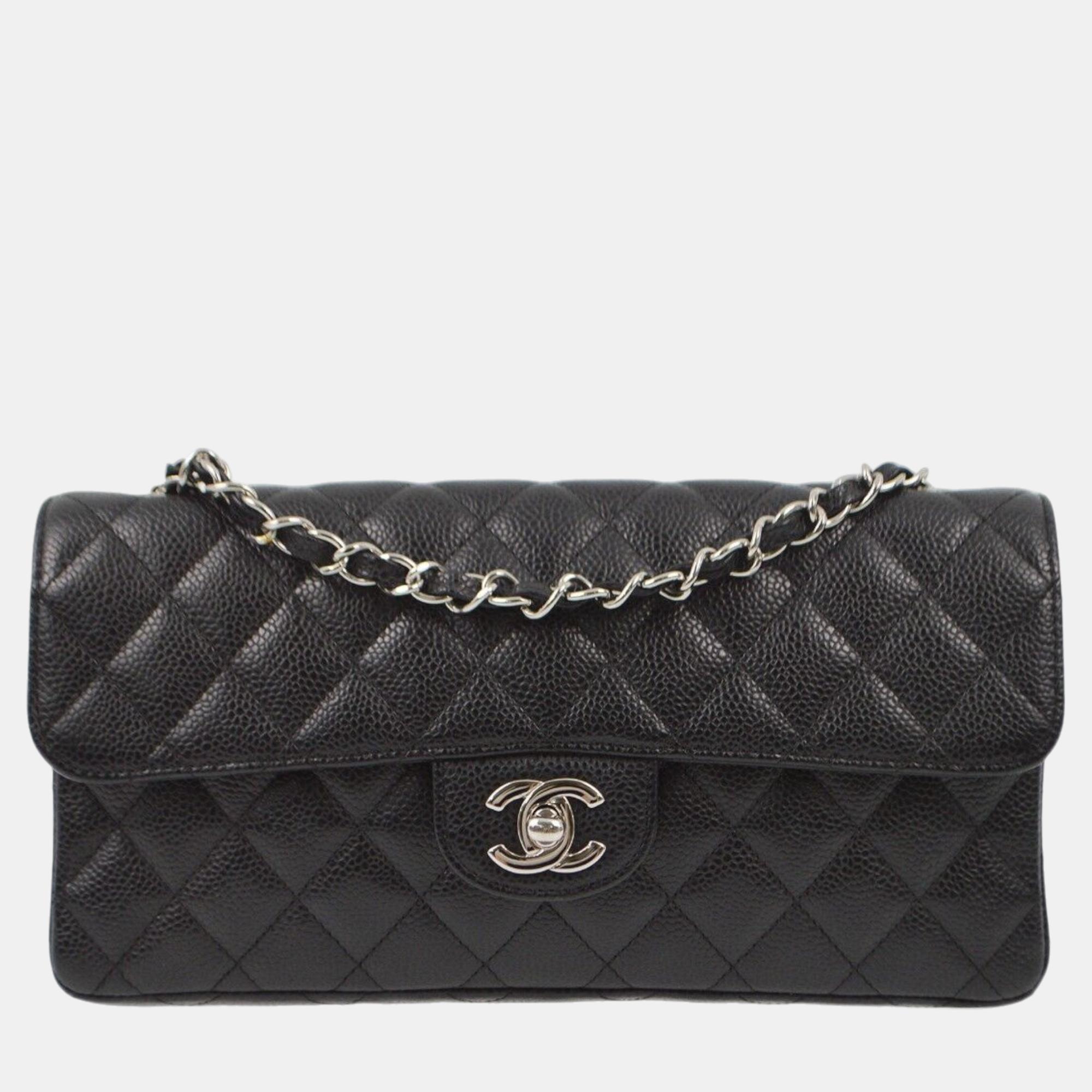 

Chanel Black Calfskin East West Shoulder Bag