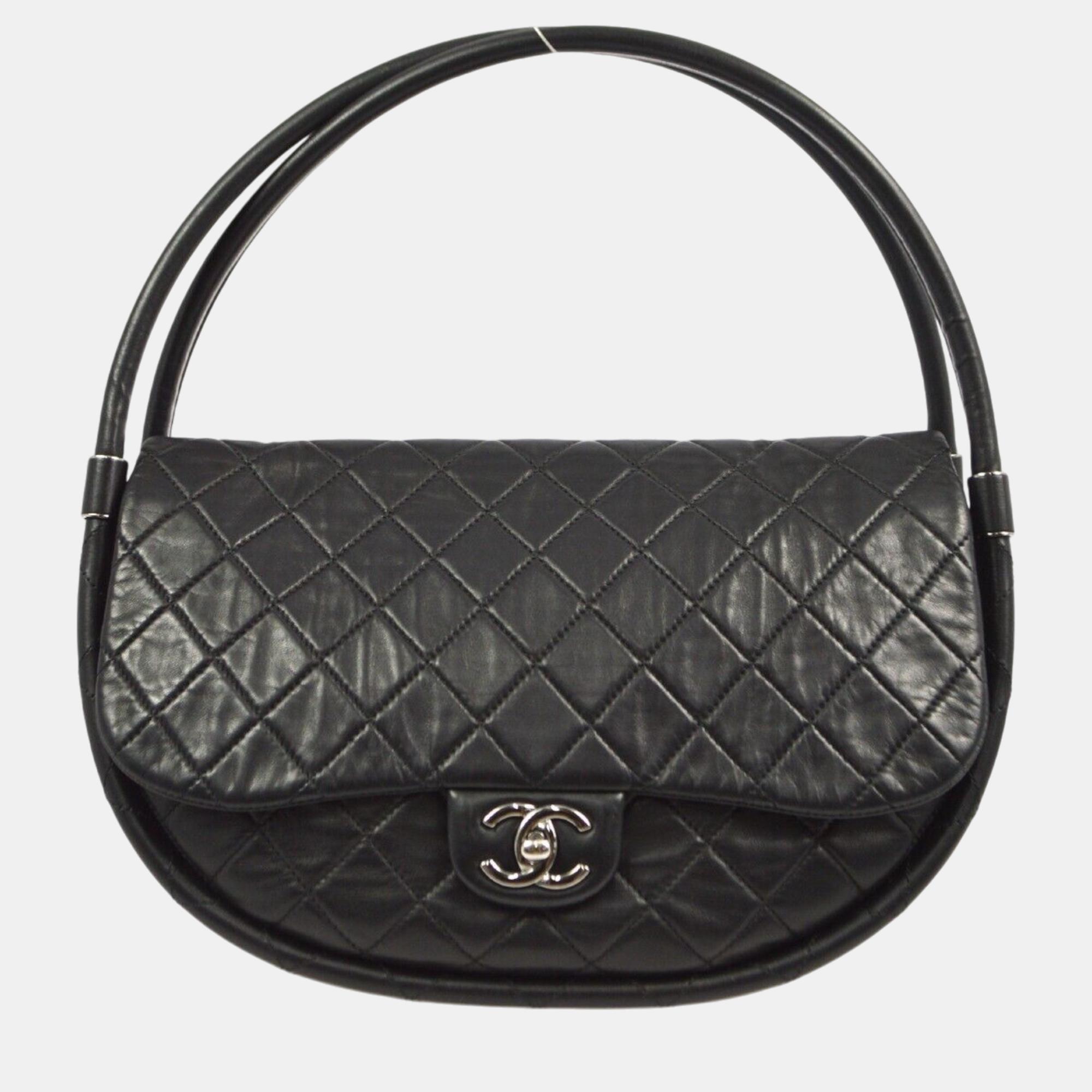 

Chanel Black Lambskin Hula Hoop Handbag