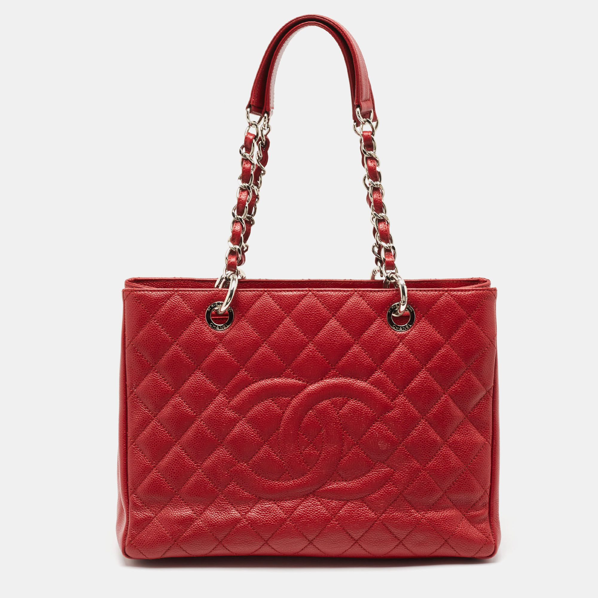 

Chanel Red Quilted Caviar Leather GST Tote