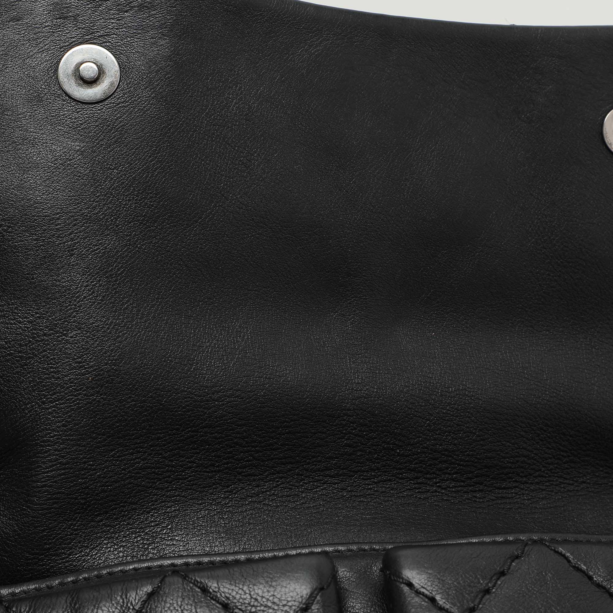 Chanel Black Wild Stitch Quilted Leather CC Split Pocket Shoulder Bag 