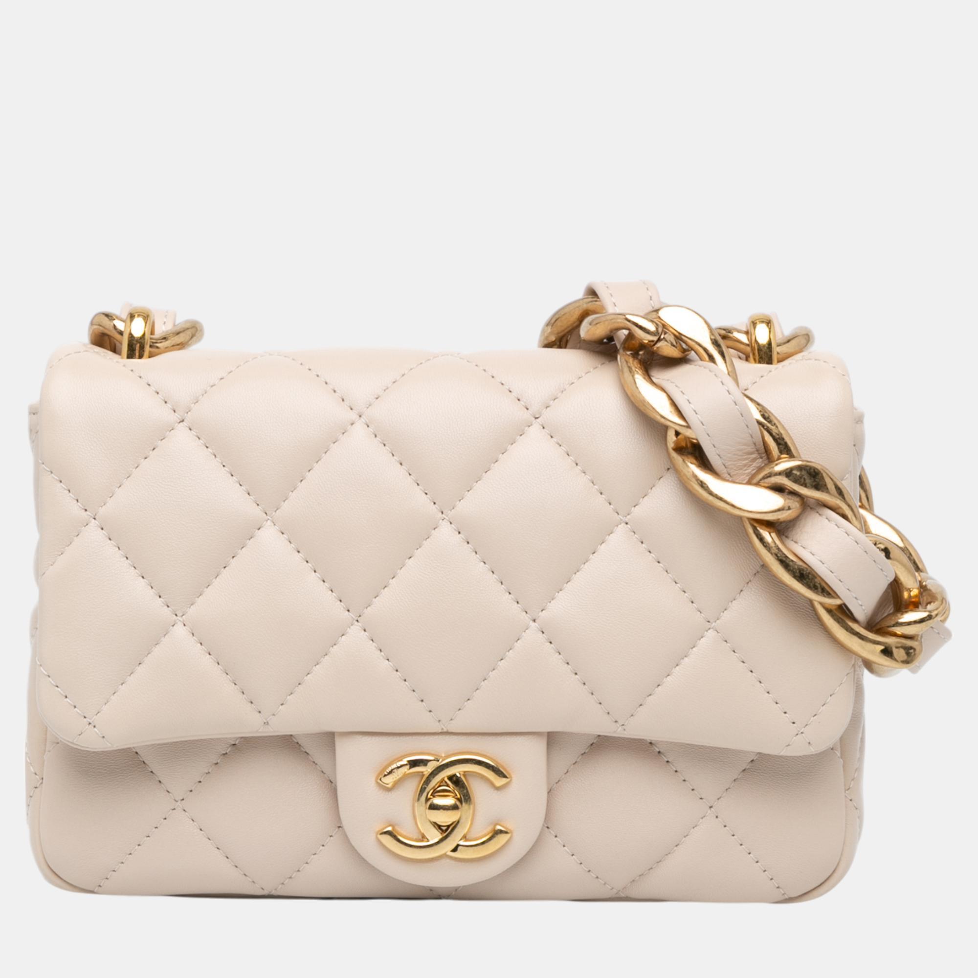 

Chanel Beige Small Quilted Lambskin Funky Town Flap