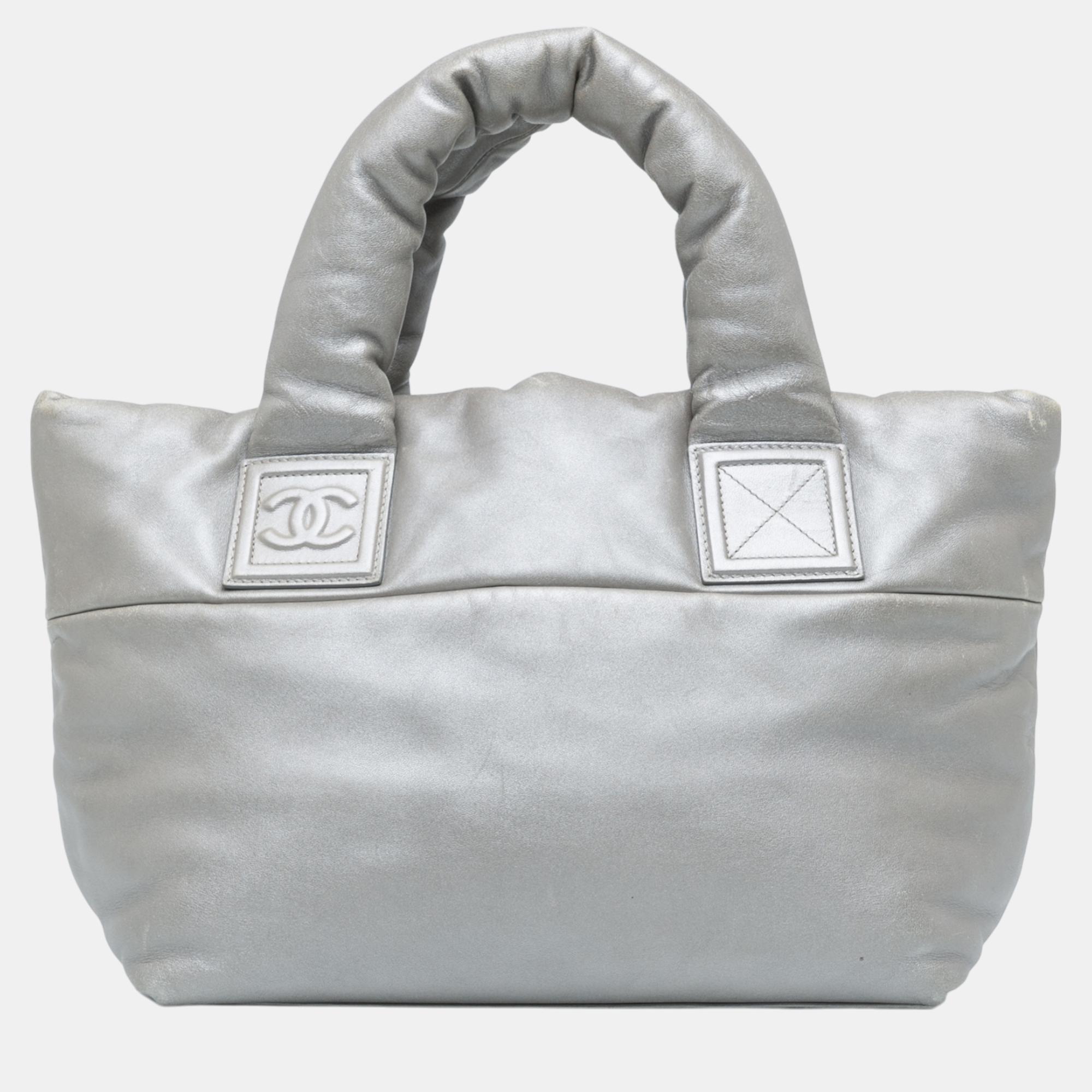 

Chanel Silver Small Lambskin Coco Cocoon Reversible Tote