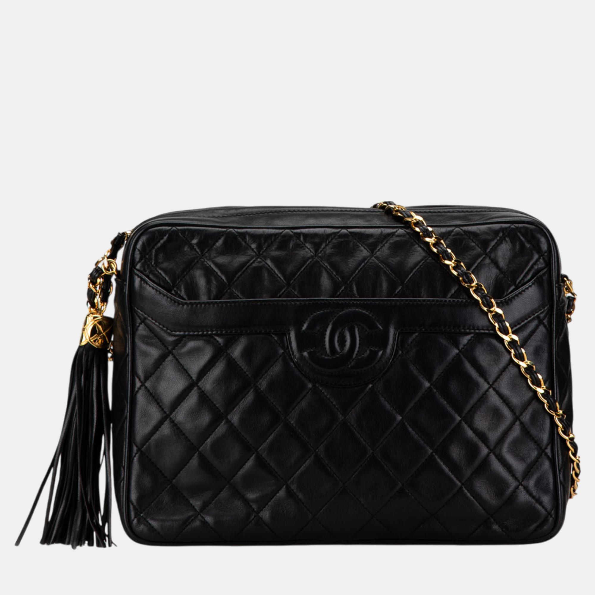 

Chanel Black Quilted Lambskin Tassel Camera Bag