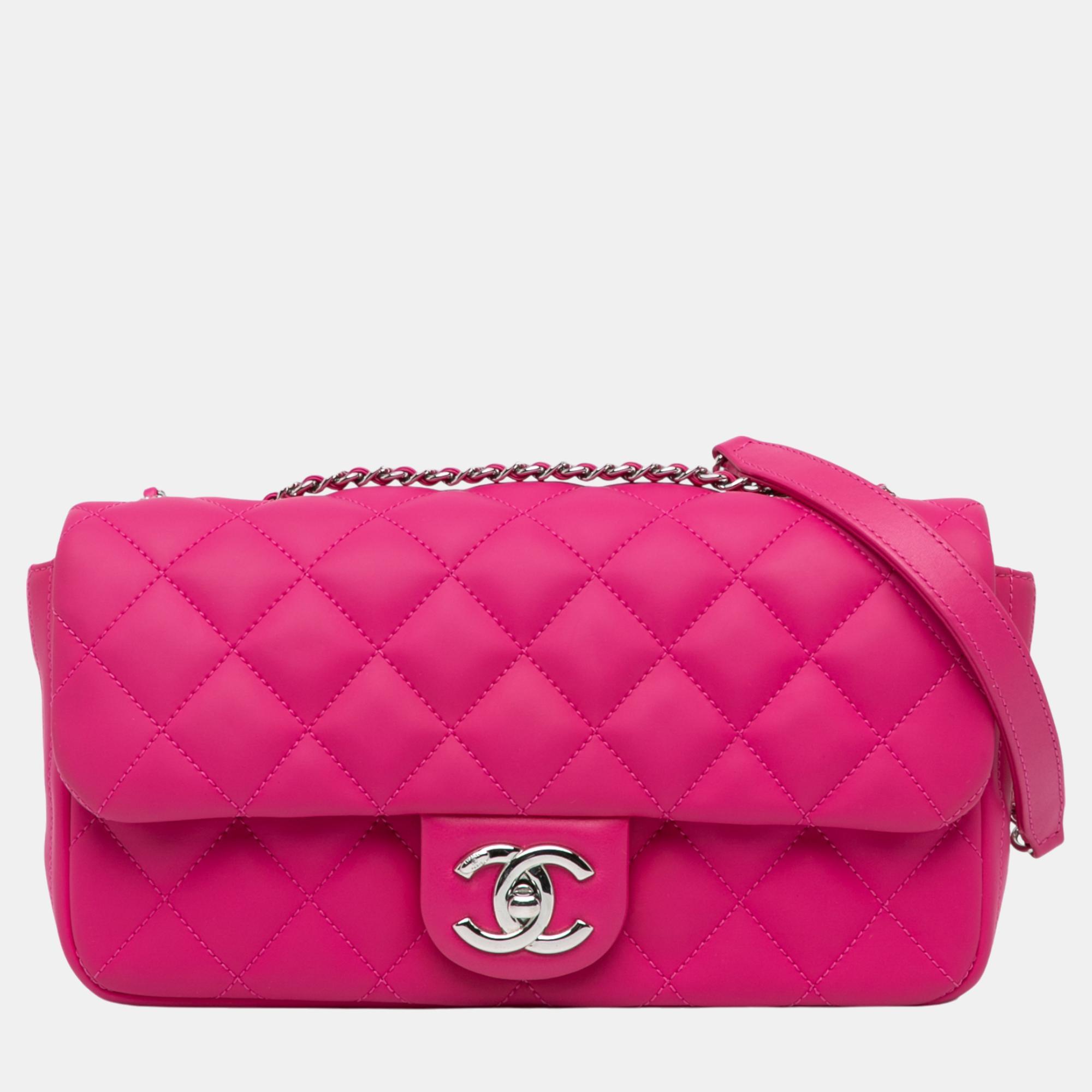 

Chanel Pink Medium Quilted Rubber Rain Flap