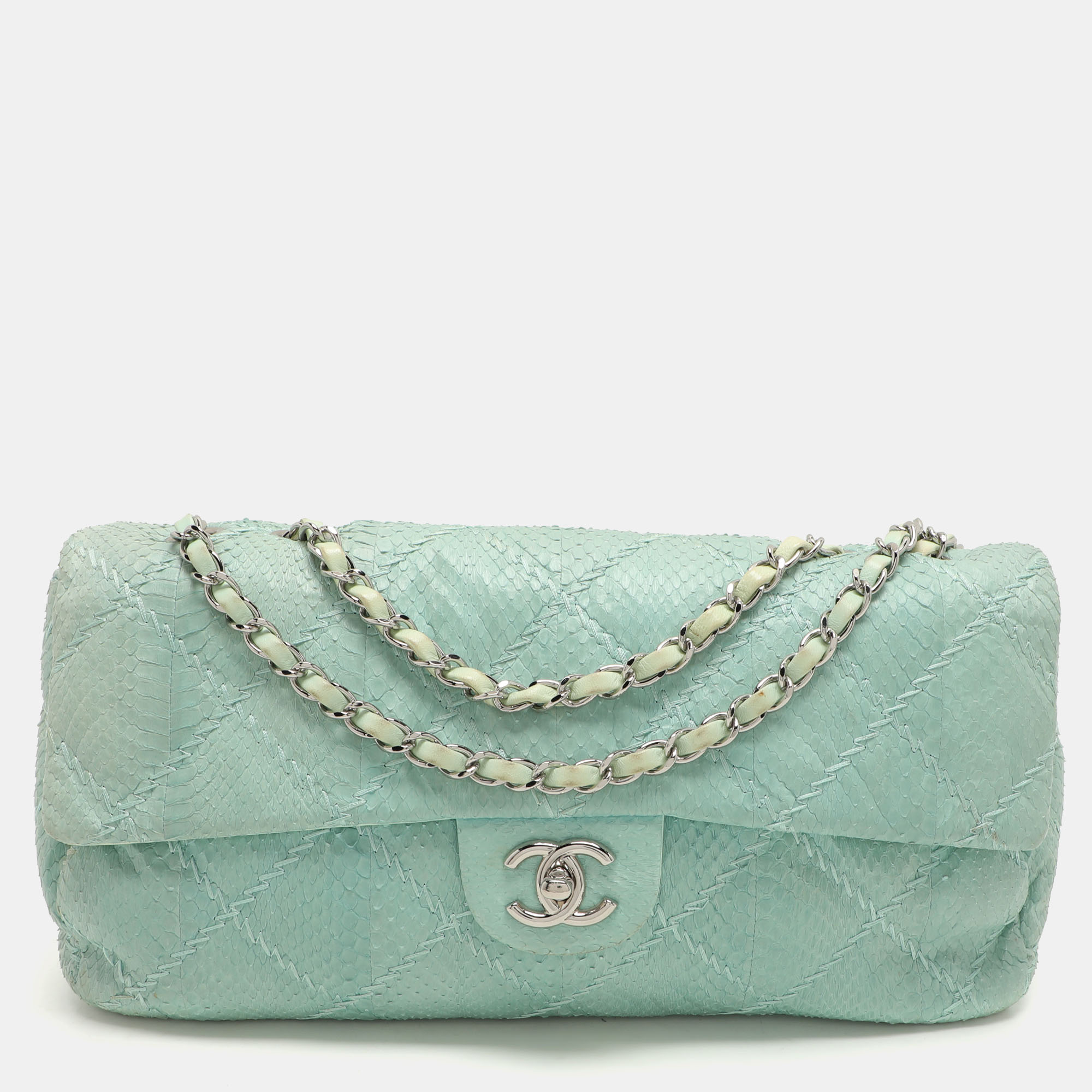 

Chanel Turquoise Python Leather Ultimate Stitch Flap bag, Blue