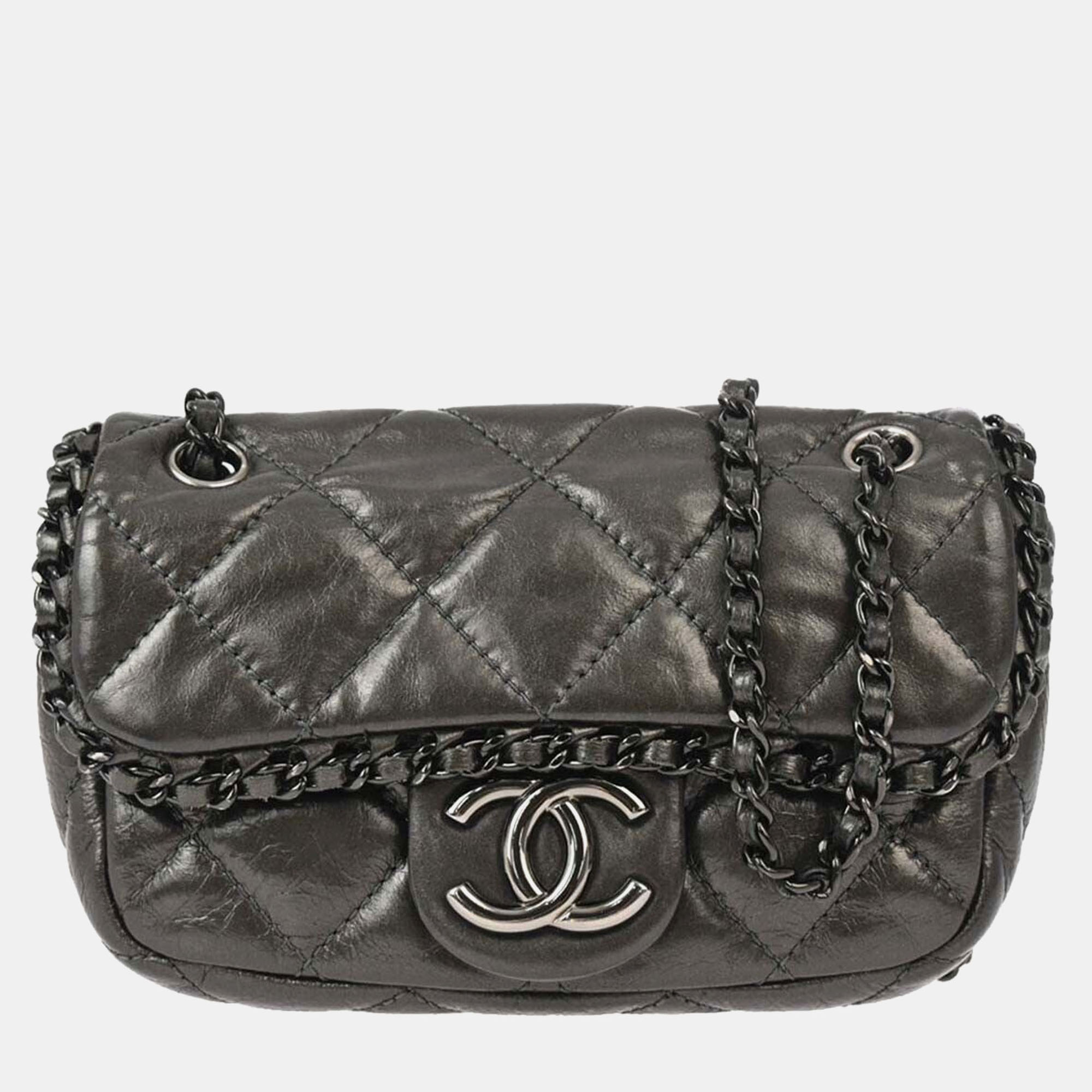 

Chanel Gray Calfskin Luxury Line Shoulder Bag, Grey