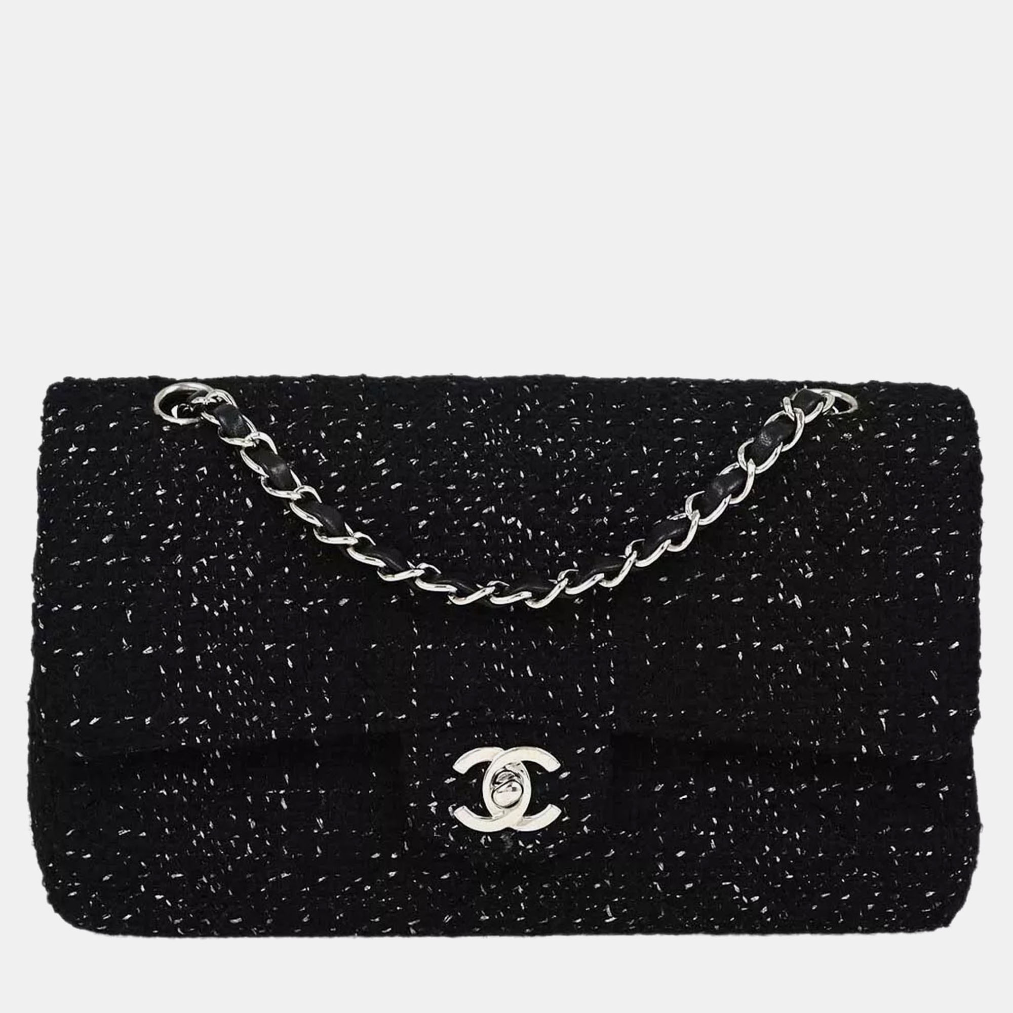 

Chanel Black Tweed Medium Classic Double Flap Shoulder Bag