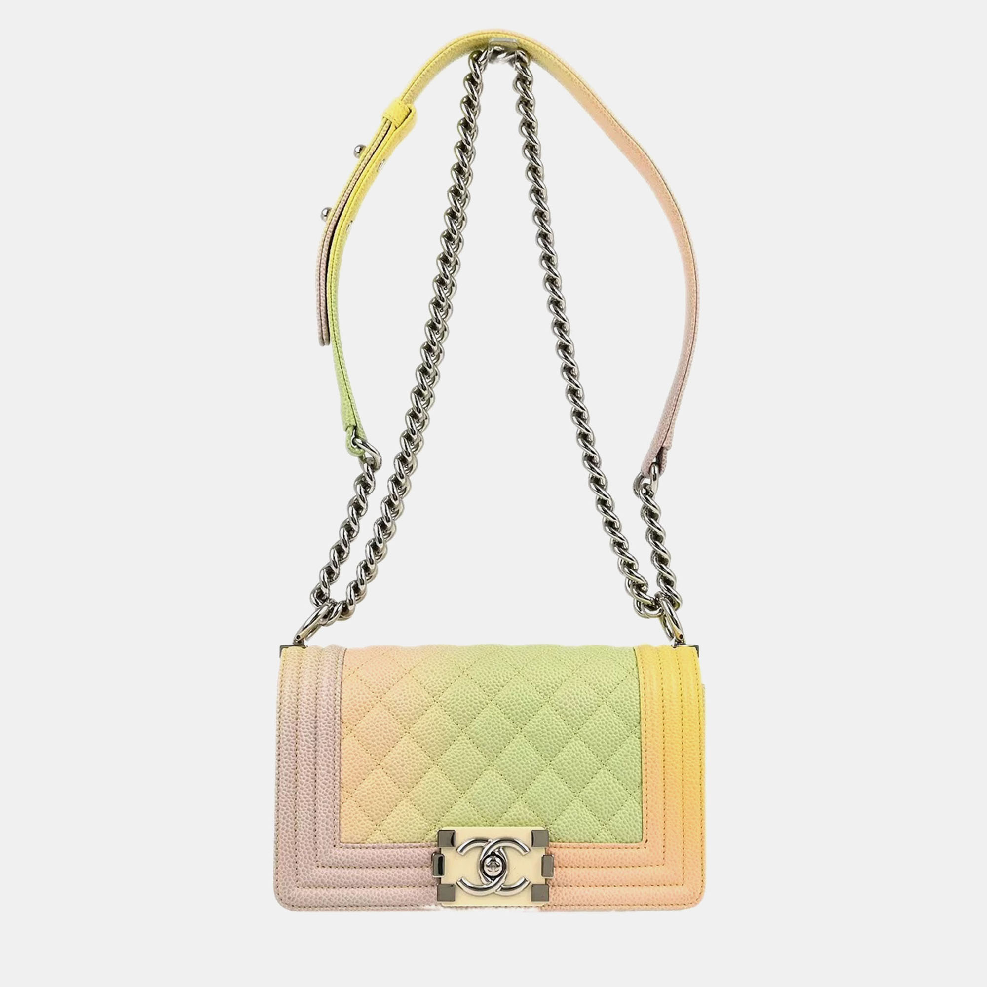 

Chanel Boy Pink Blue Calfskin Small Chain Shoulder Bag