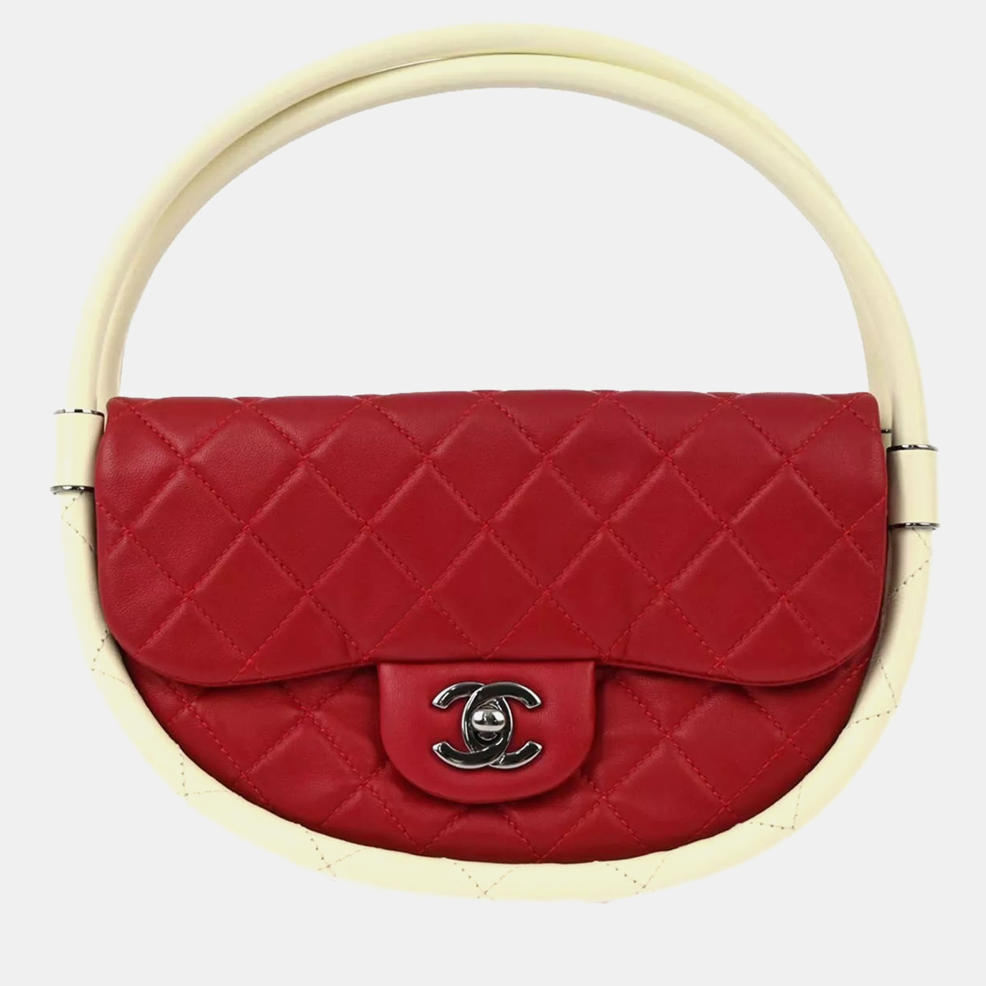 

Chanel Red Lambskin Hula Hoop Handbag