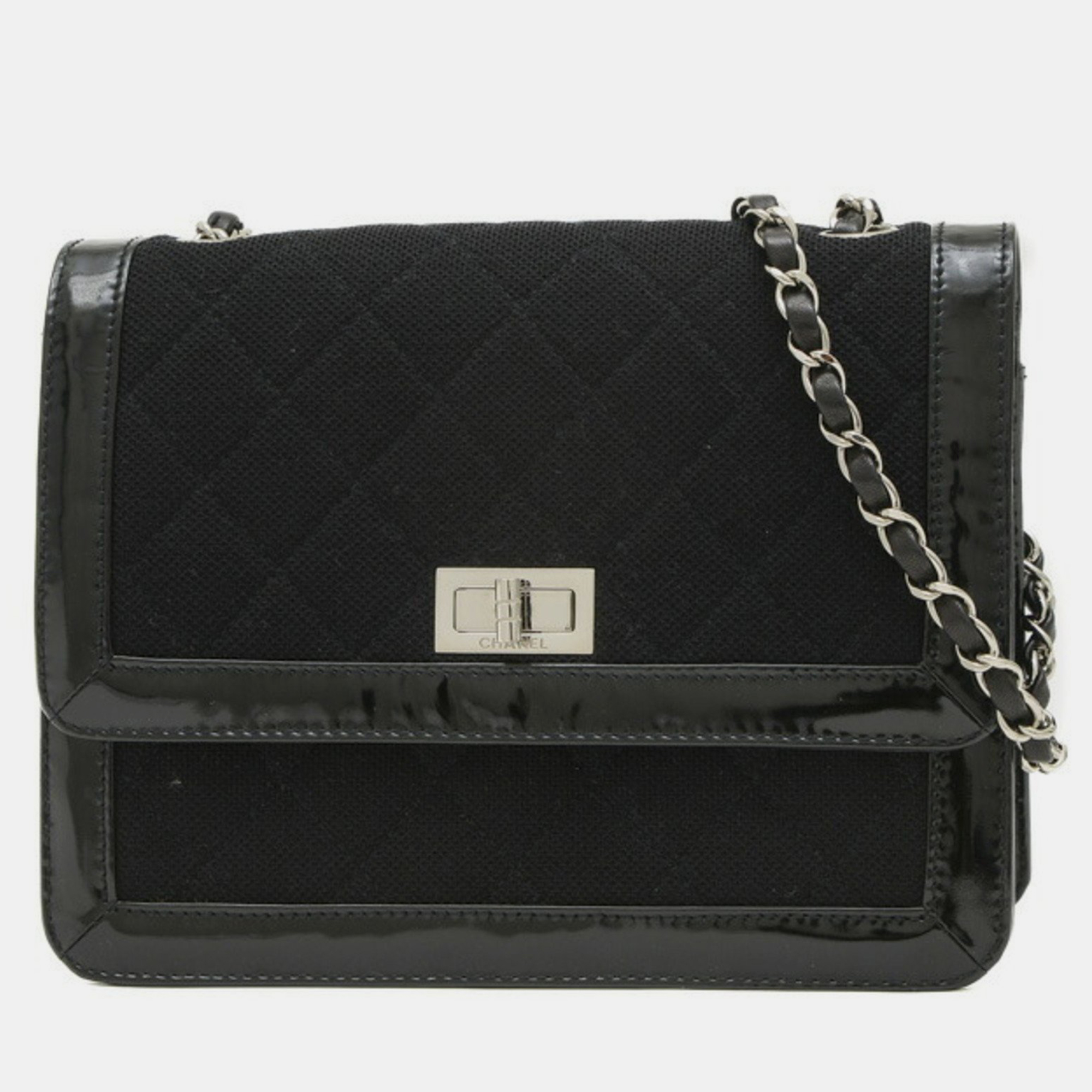 

Chanel Cotton Patent Black 2.55 Matelasse Chain Shoulder Bag