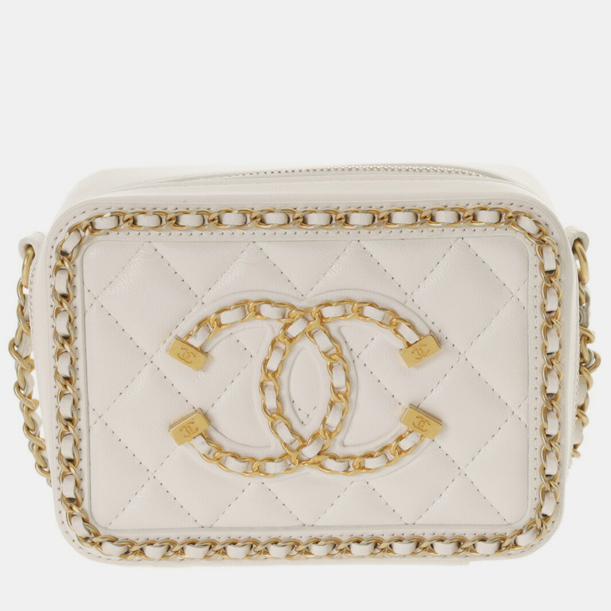 

Chanel White Calf CC Figley Small Vanity Chain Shoulder Bag