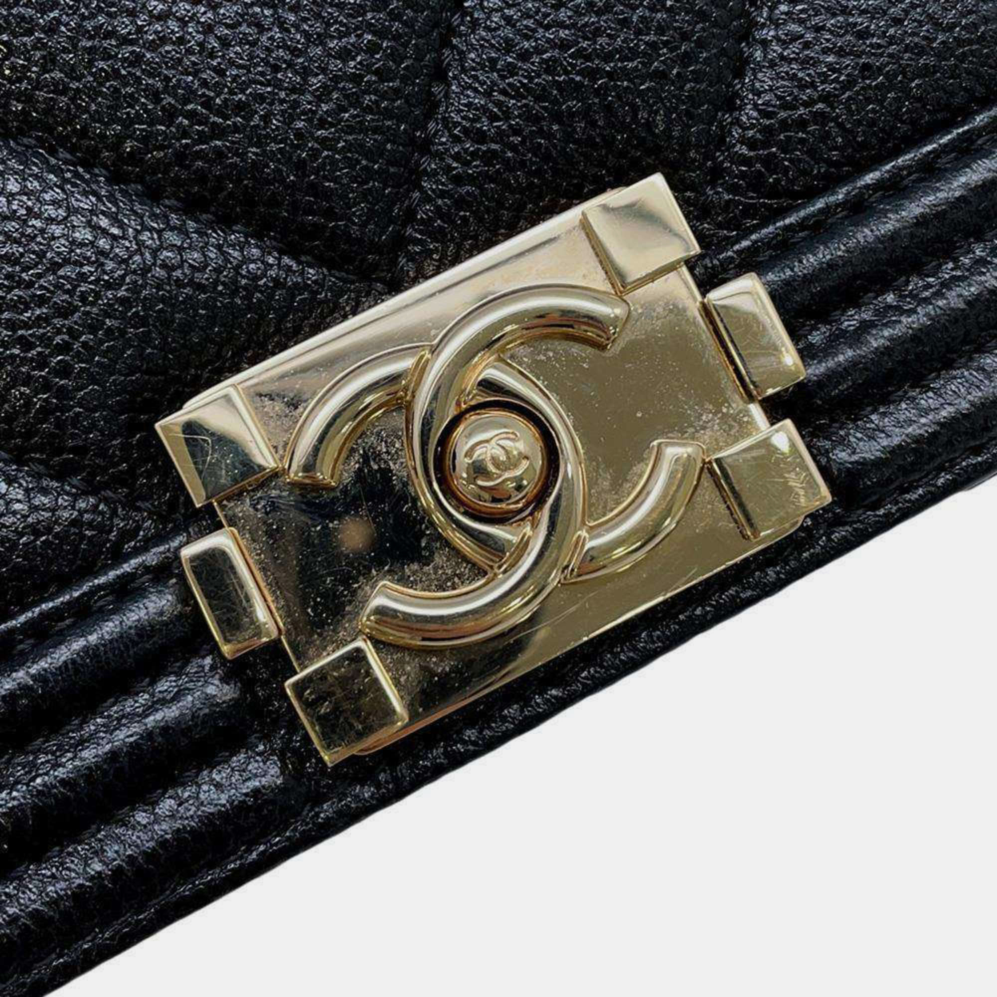 Chanel Black Boy Caviar Skin Chain Shoulder Bag 