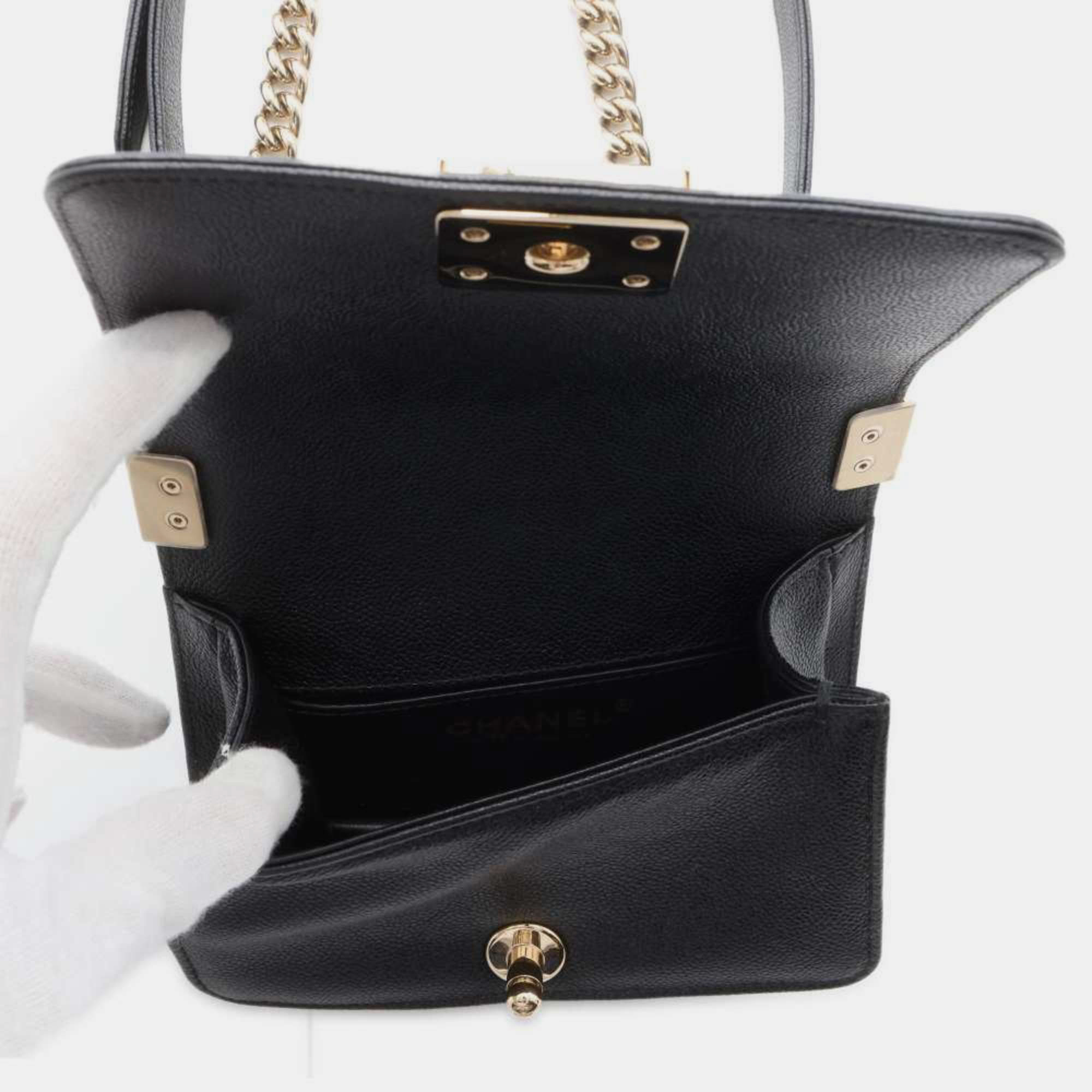 Chanel Black Boy Caviar Skin Chain Shoulder Bag 