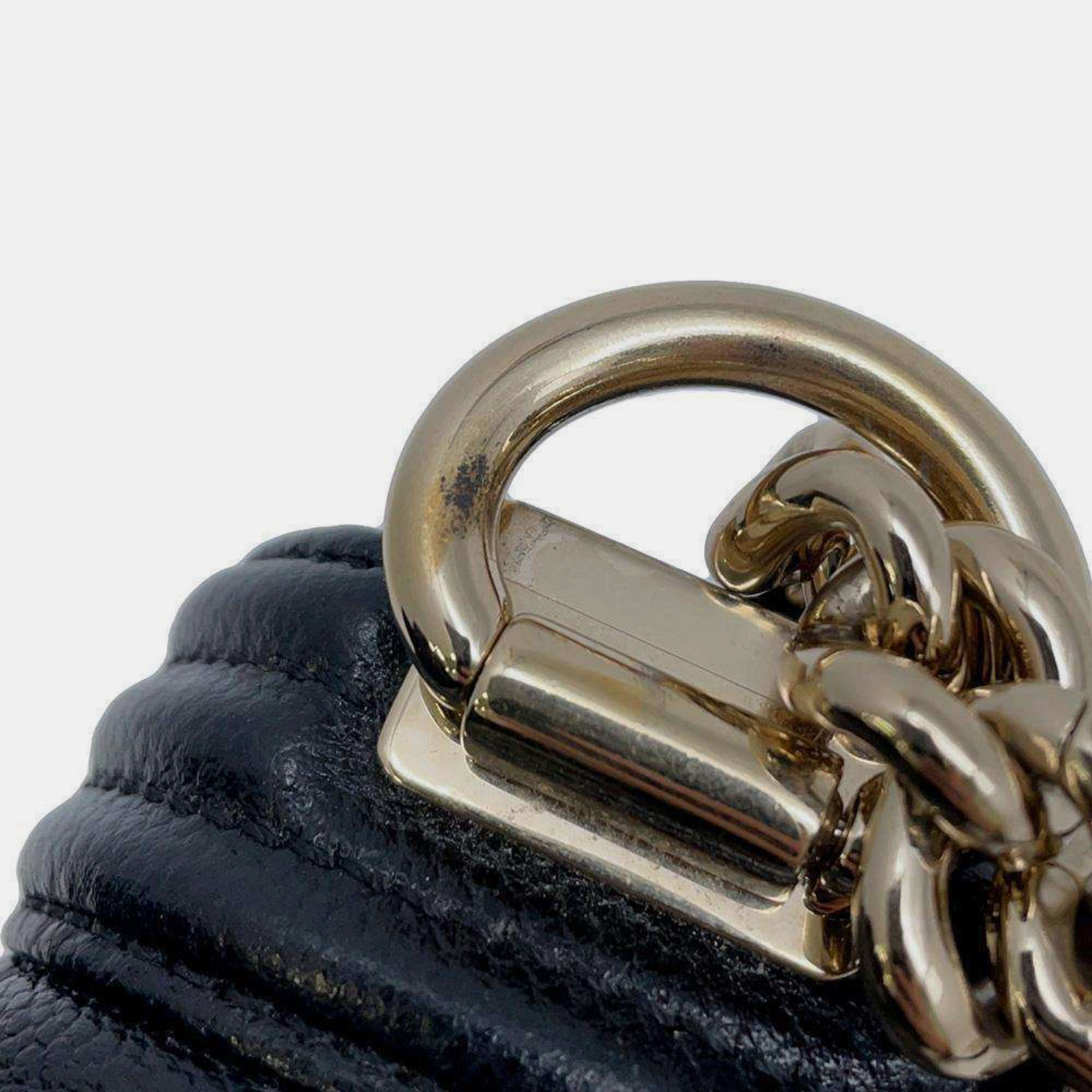 Chanel Black Boy Caviar Skin Chain Shoulder Bag 