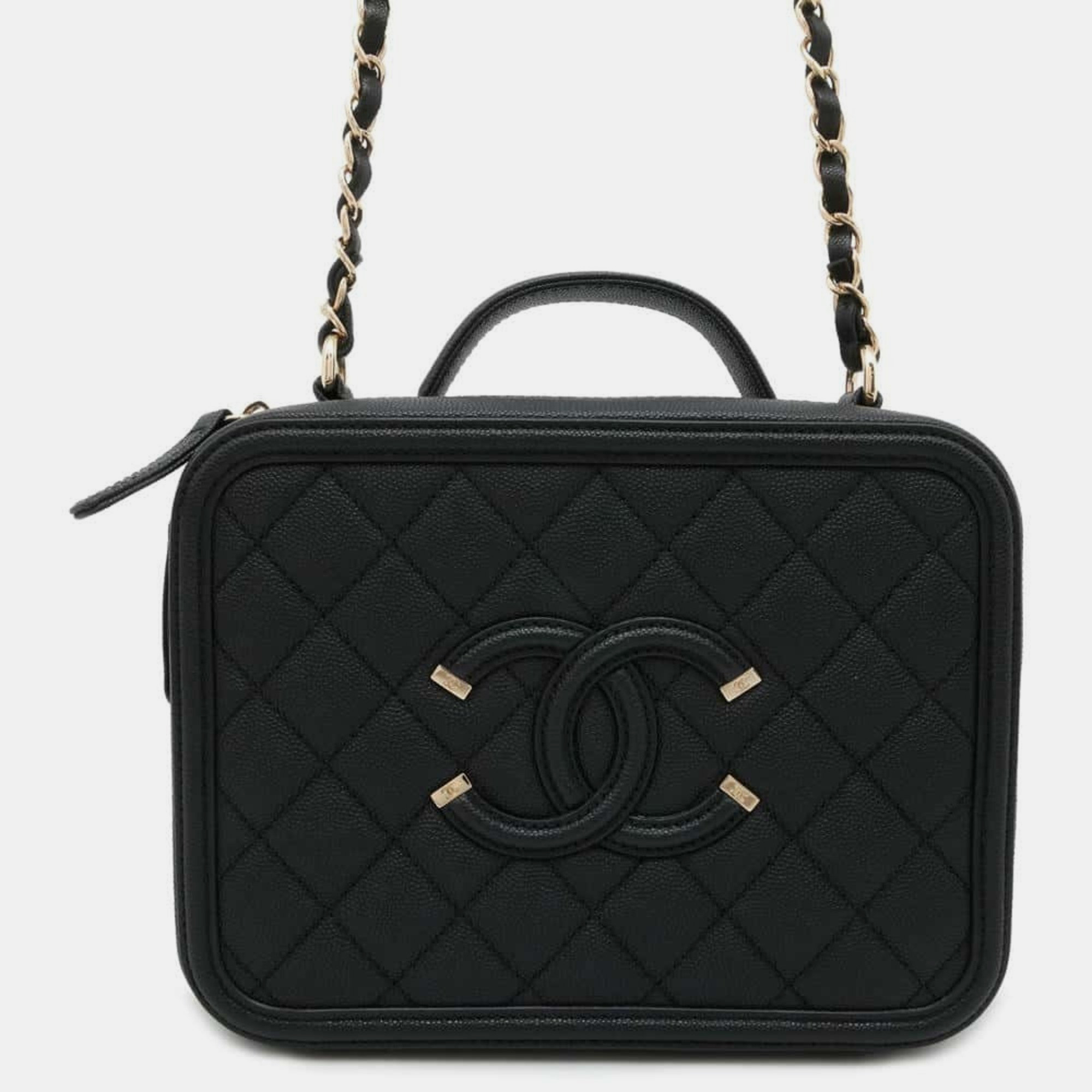 

Chanel Black Caviar Skin CC Filigree Vanity Chain Shoulder Bag