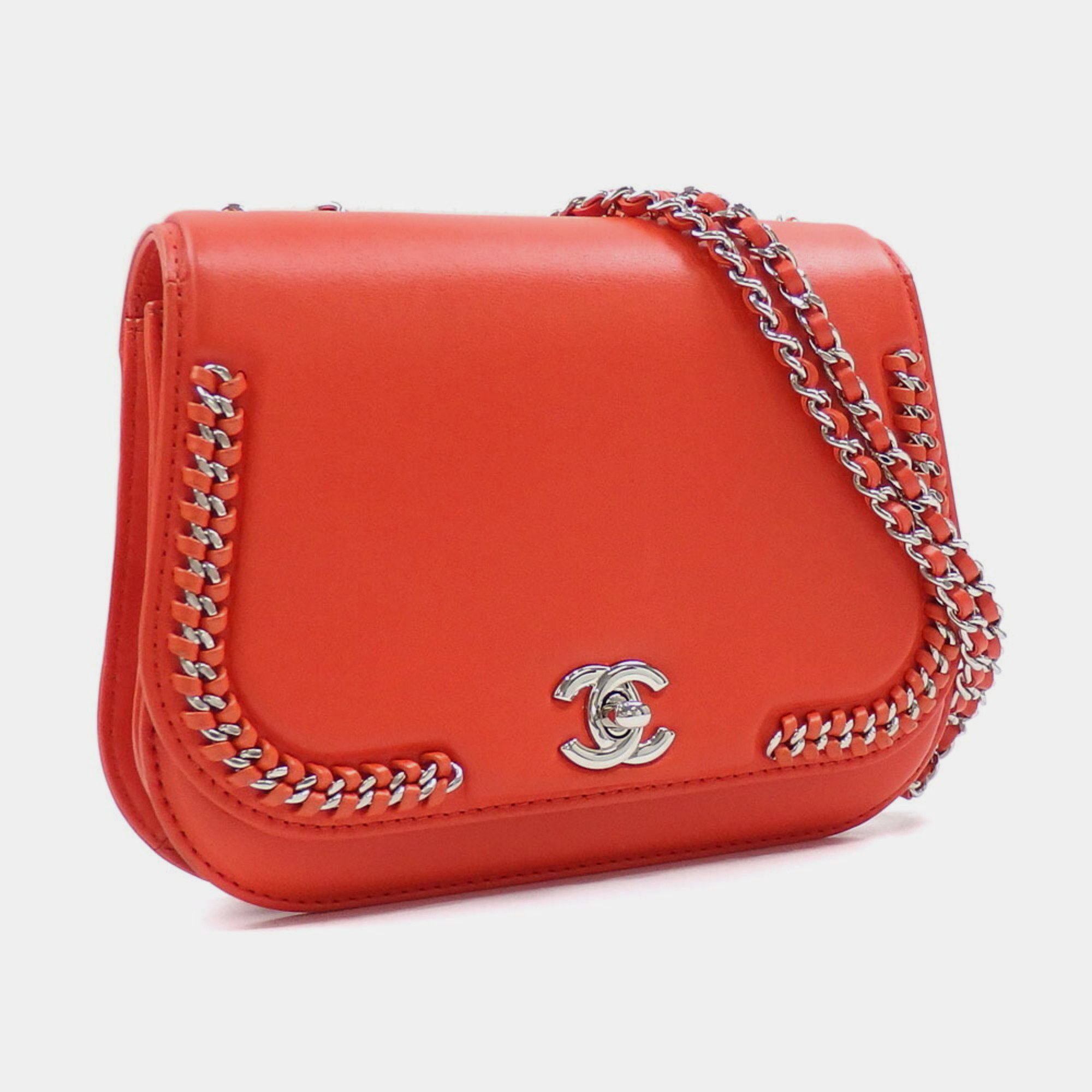 

Chanel Red Orange Coco Mark Chain Shoulder Bag